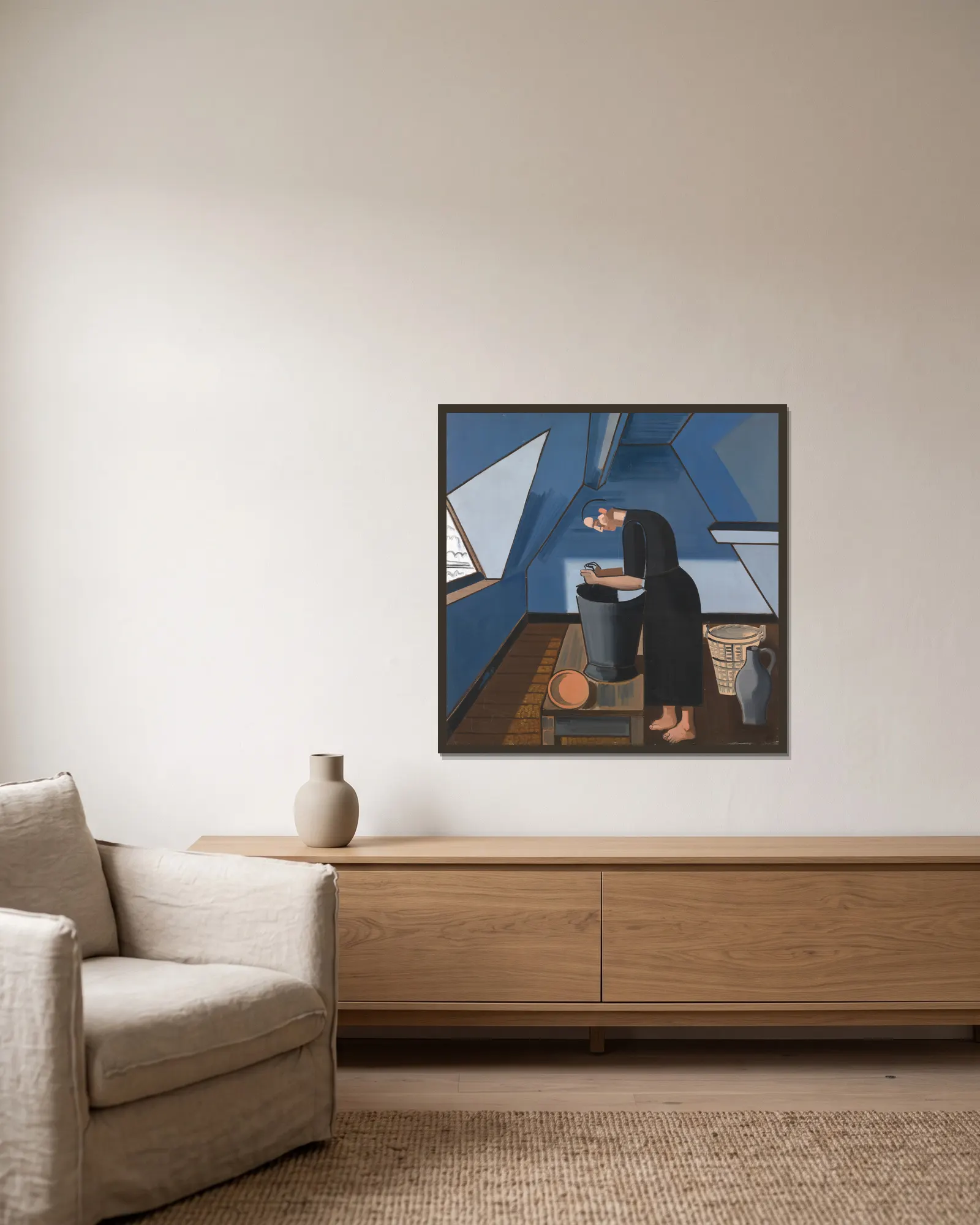 The Attic II av Jean Brusselmans inramad på en vägg