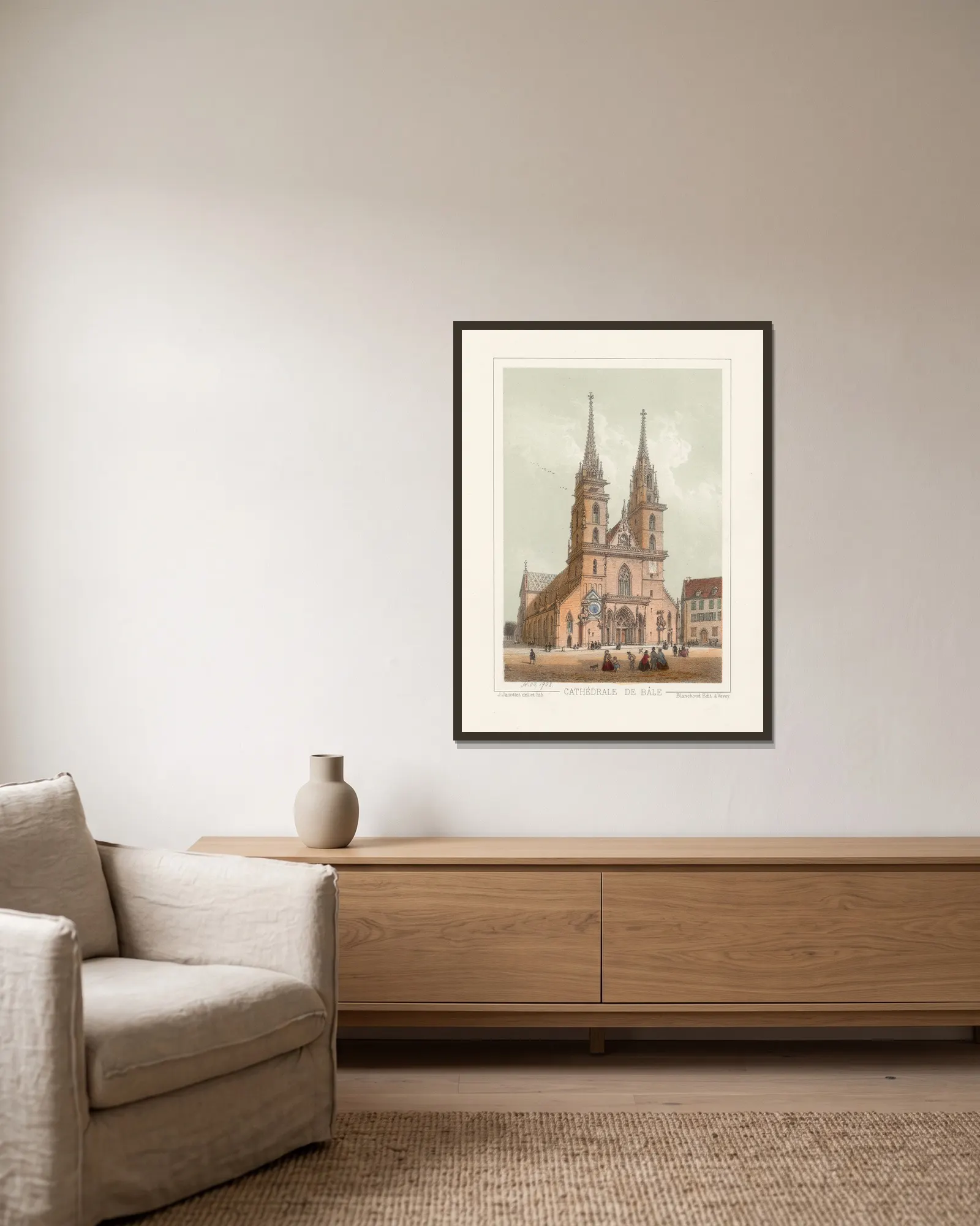 Cathédrale de Bâle av Jean Jacottet inramad på en vägg