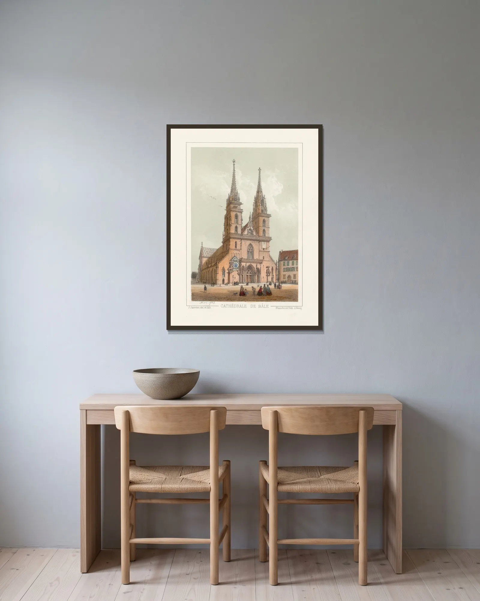 Cathédrale de Bâle av Jean Jacottet inramad på en vägg