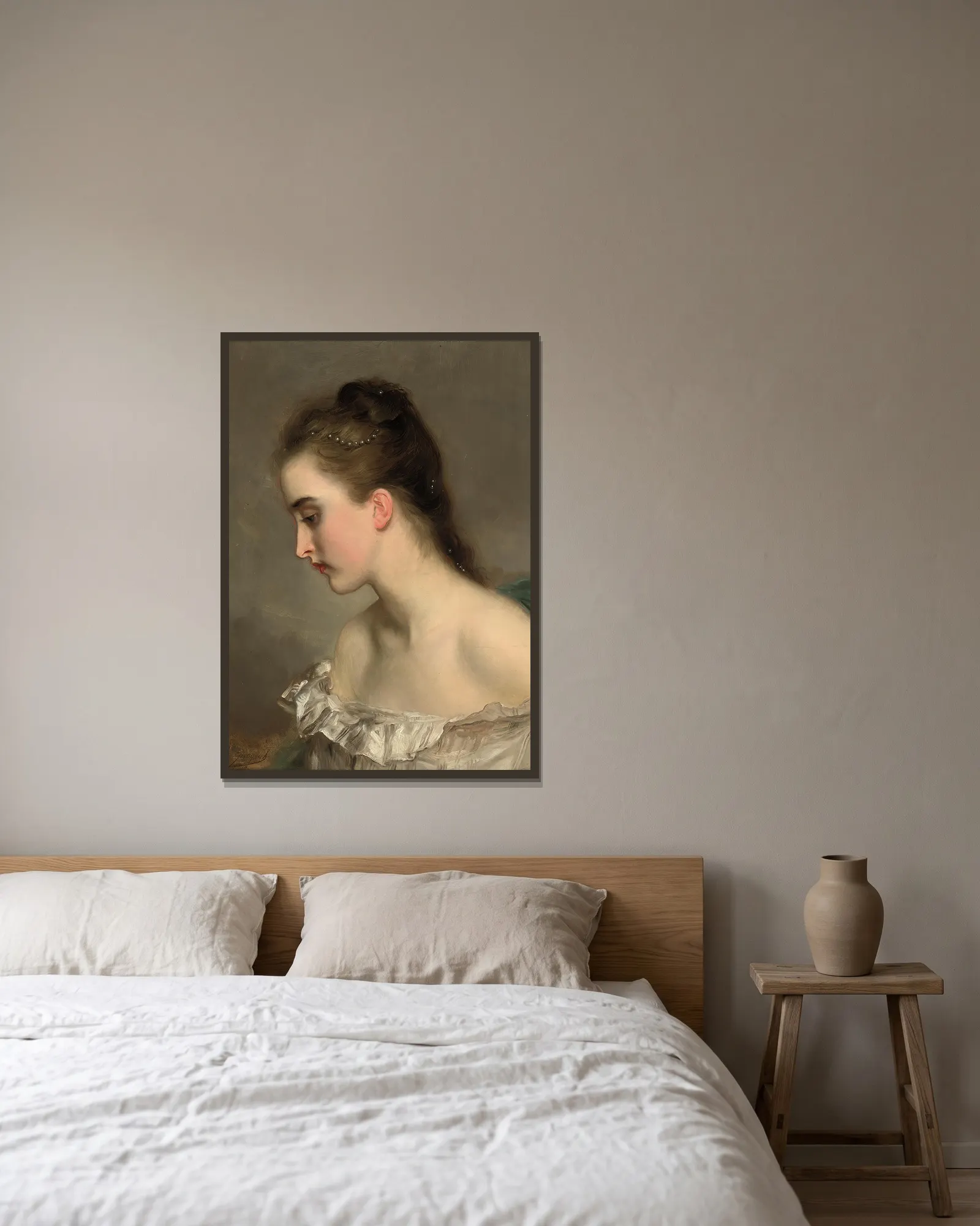 The debutant av Gustave Jean Jacquet inramad på en vägg
