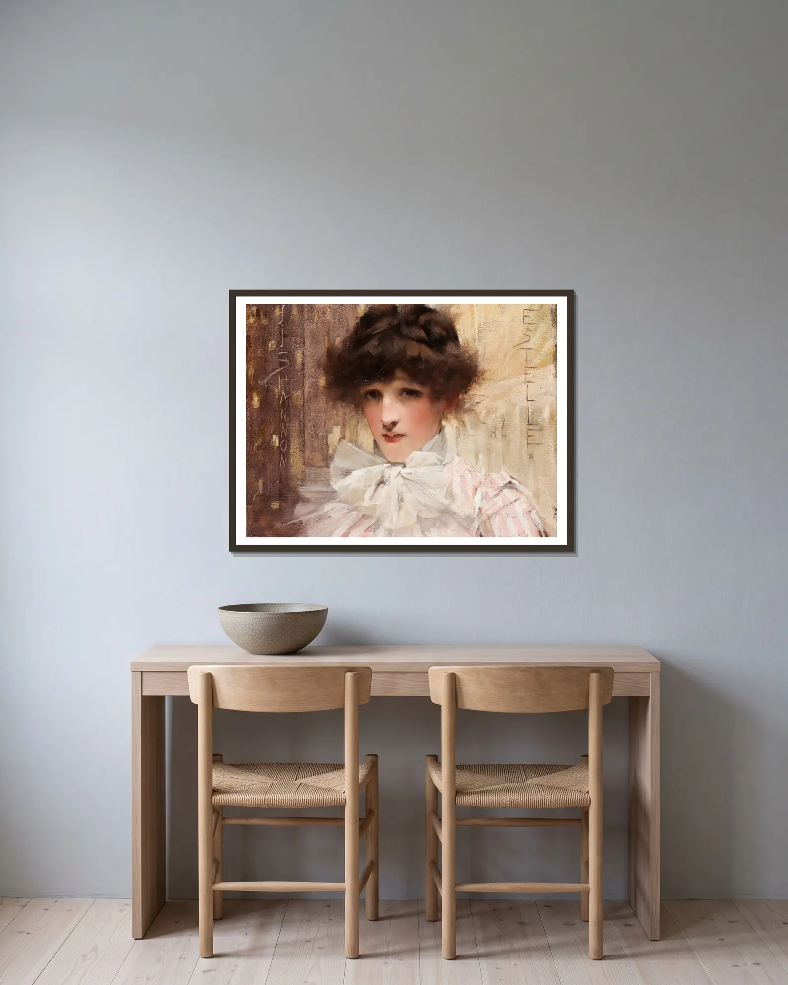 Estelle av James Jebusa Shannon inramad på en vägg