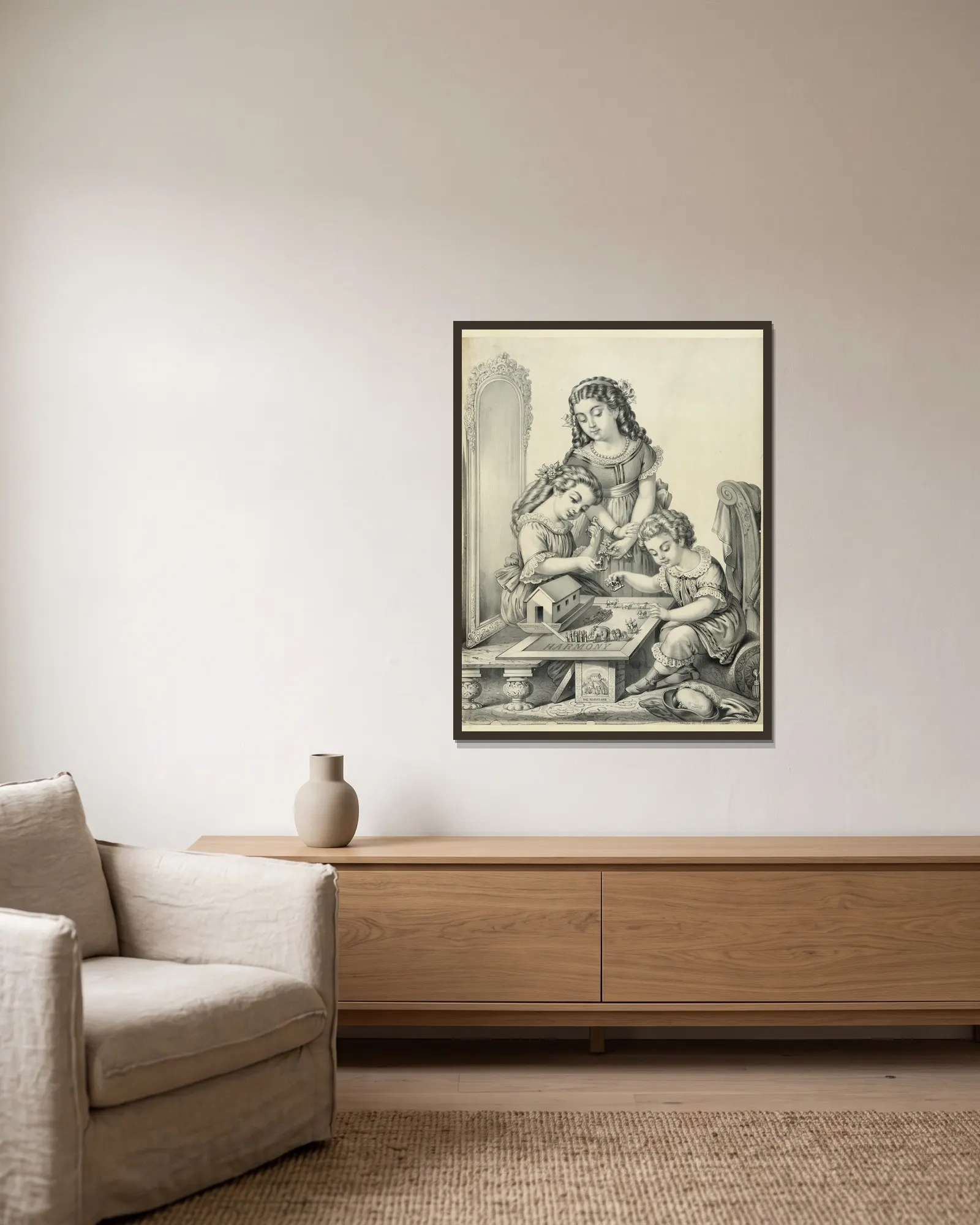 Harmony av Henry Jerome Schile inramad på en vägg