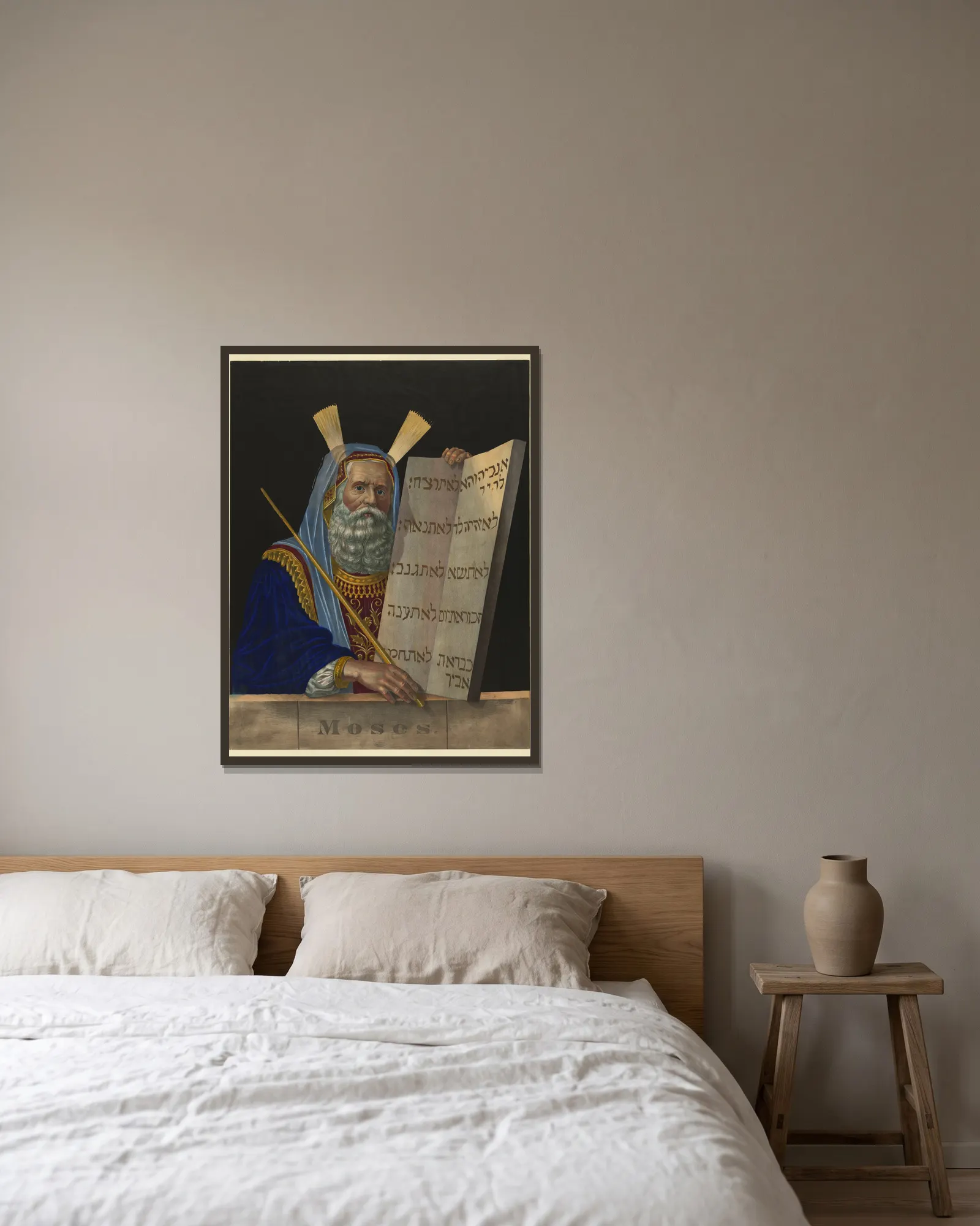 Moses av Henry Jerome Schile inramad på en vägg