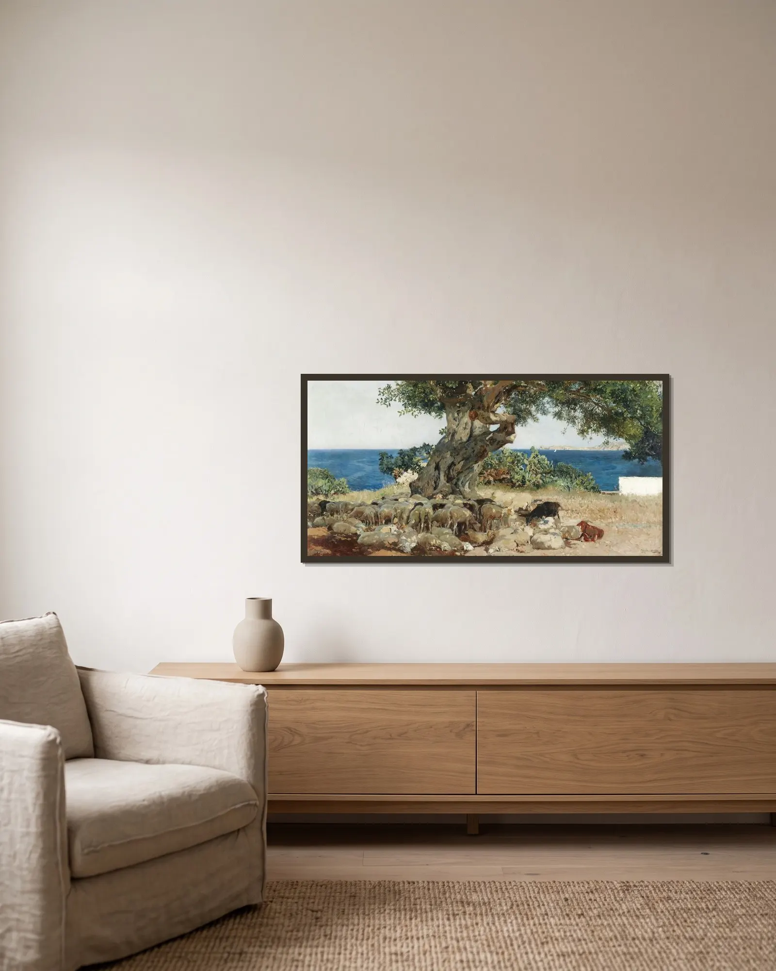 Algarrobo (The Carob Tree) av Joaquín Sorolla inramad på en vägg