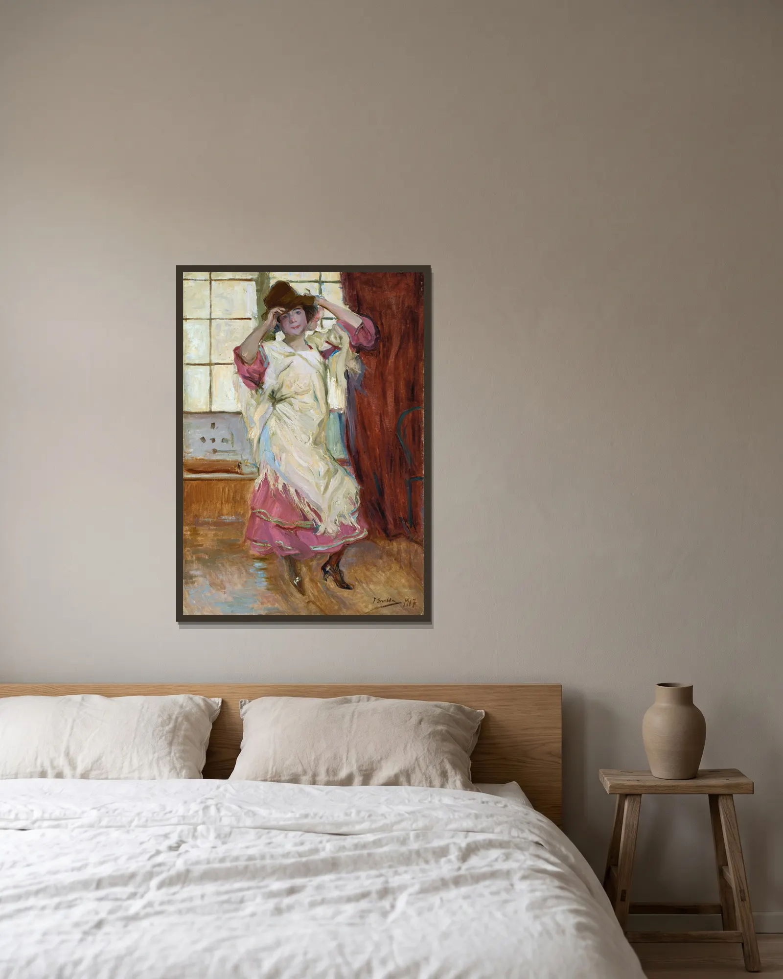 La Bilbainita av Joaquín Sorolla inramad på en vägg