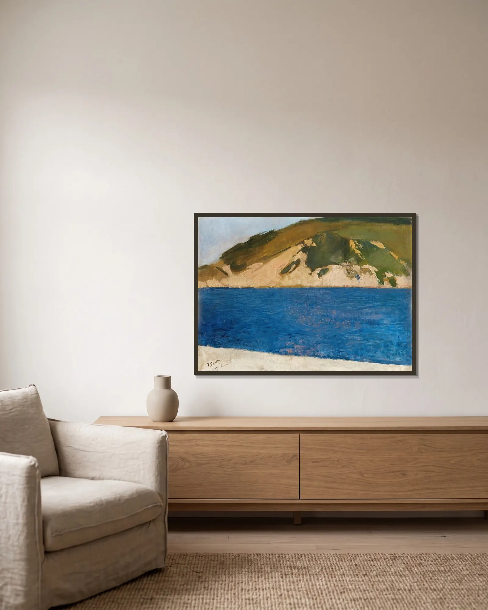 Monte Ulía, San Sebastián av Joaquín Sorolla inramad på en vägg