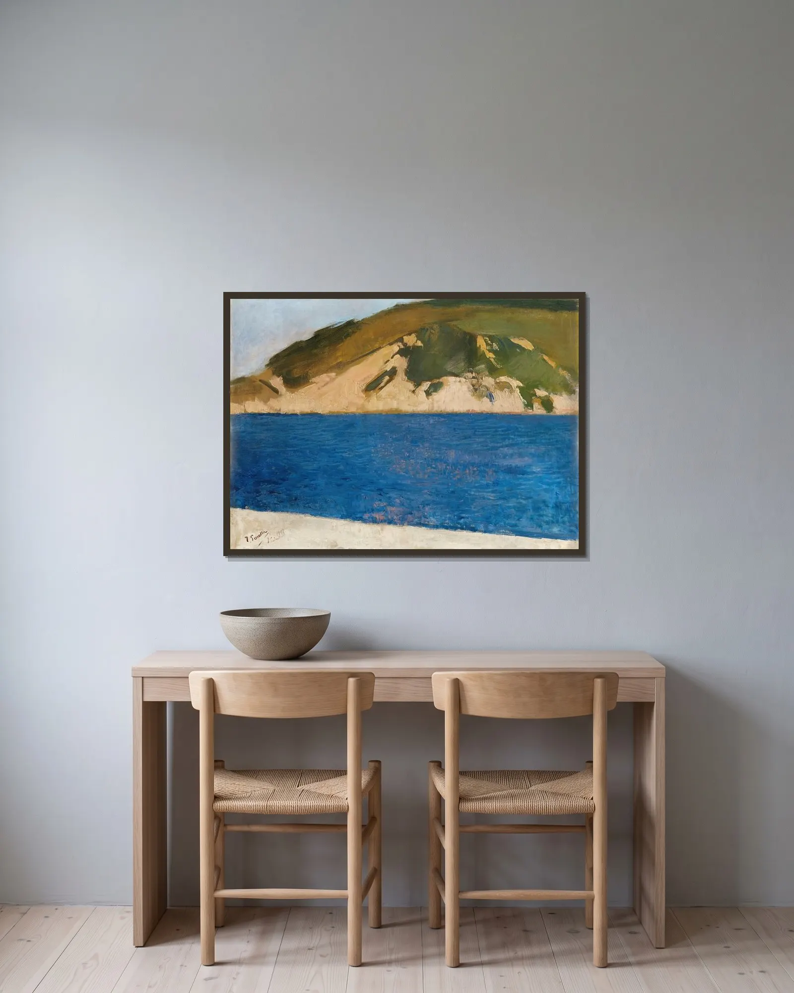 Monte Ulía, San Sebastián av Joaquín Sorolla inramad på en vägg