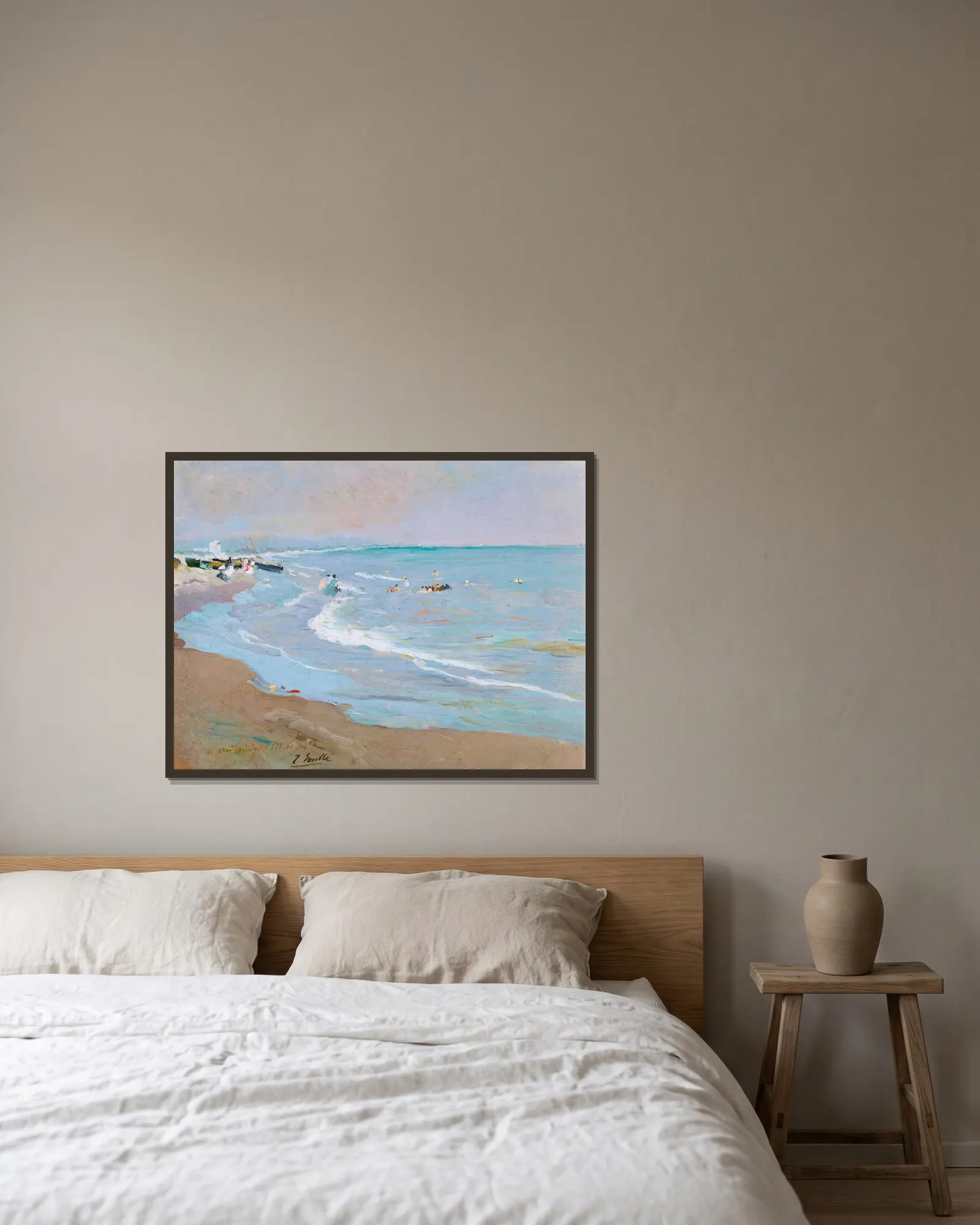 Playa De Valencia av Joaquín Sorolla inramad på en vägg