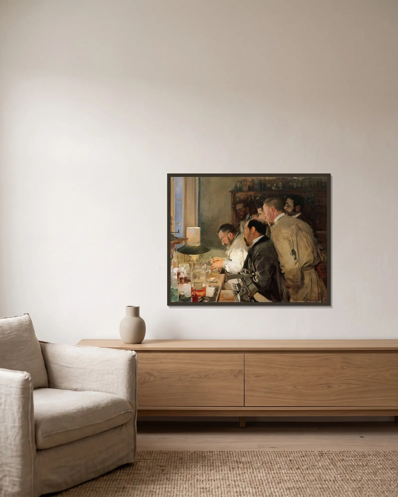 Research av Joaquín Sorolla inramad på en vägg