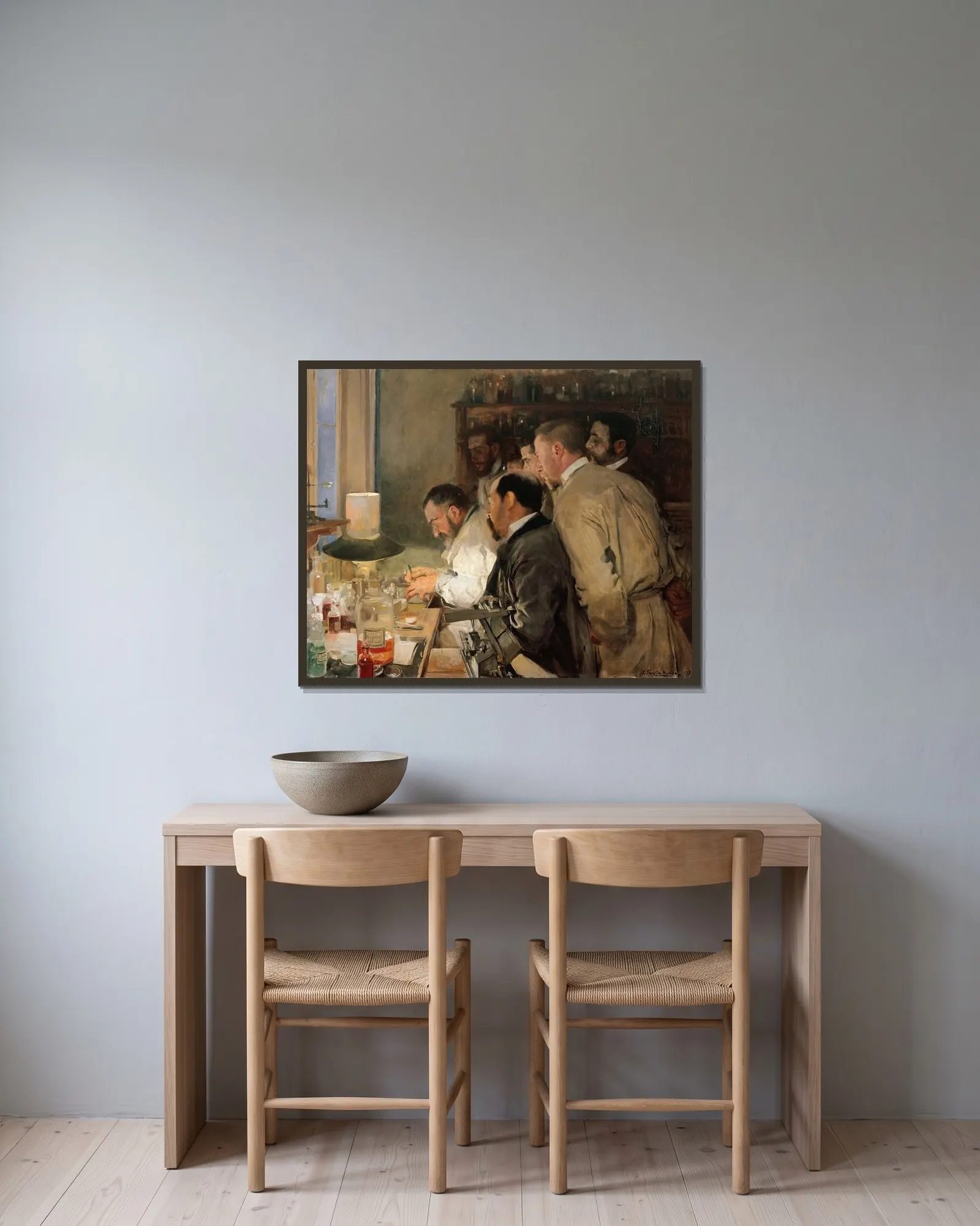 Research av Joaquín Sorolla inramad på en vägg