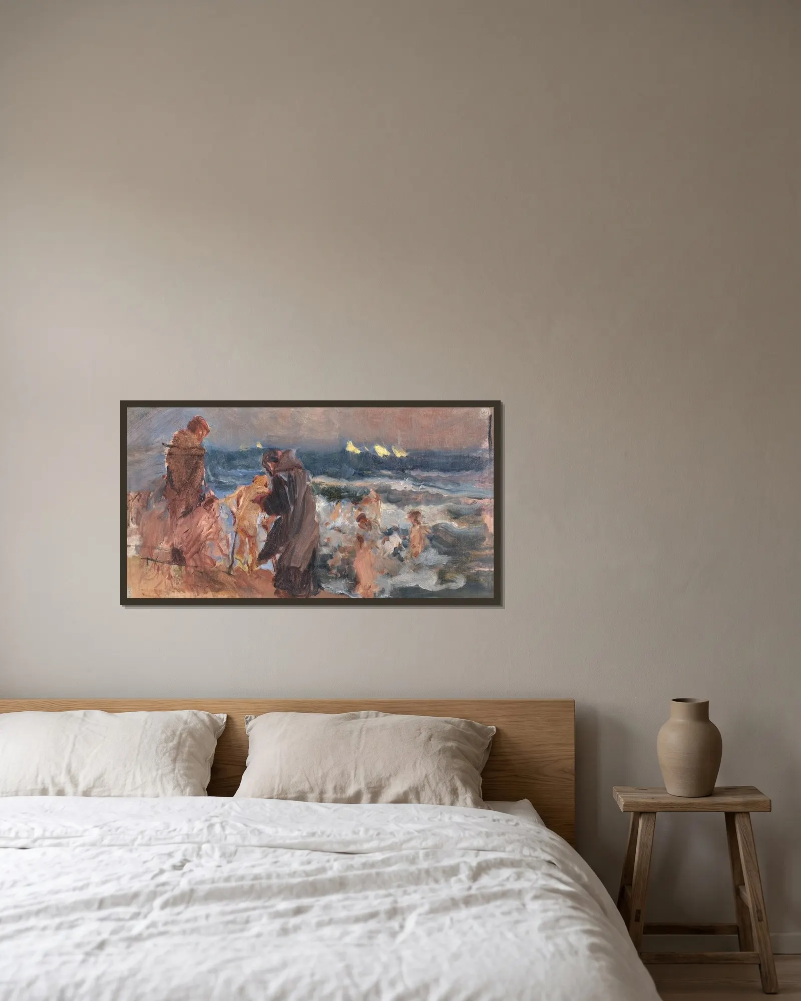 Study for ‘Sad Inheritance’ av Joaquín Sorolla inramad på en vägg