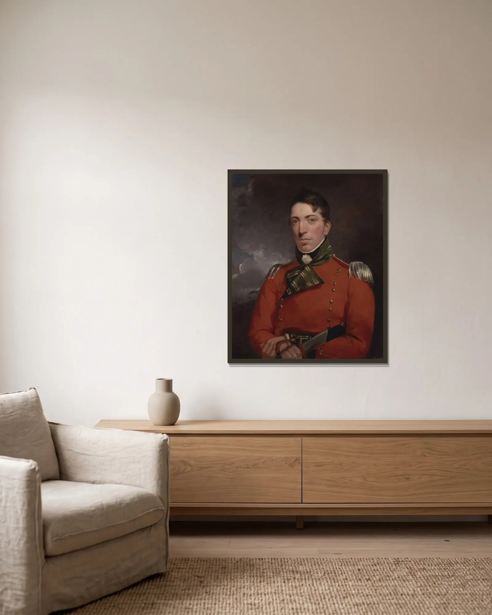 Captain Richard Gubbins av John Constable inramad på en vägg
