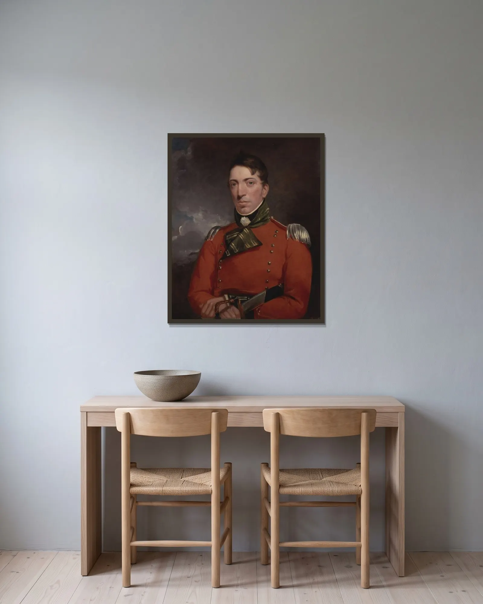 Captain Richard Gubbins av John Constable inramad på en vägg