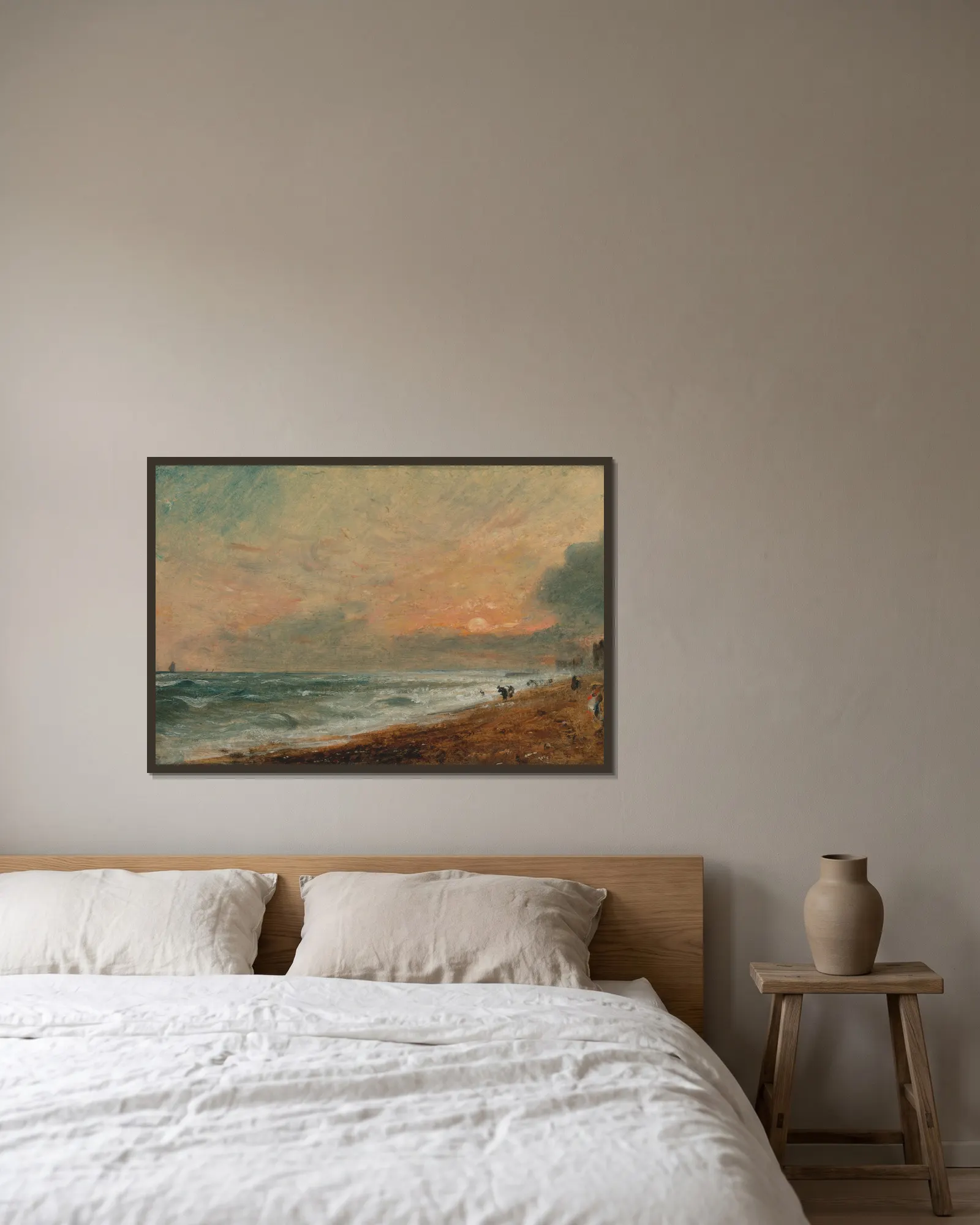 Hove Beach av John Constable inramad på en vägg