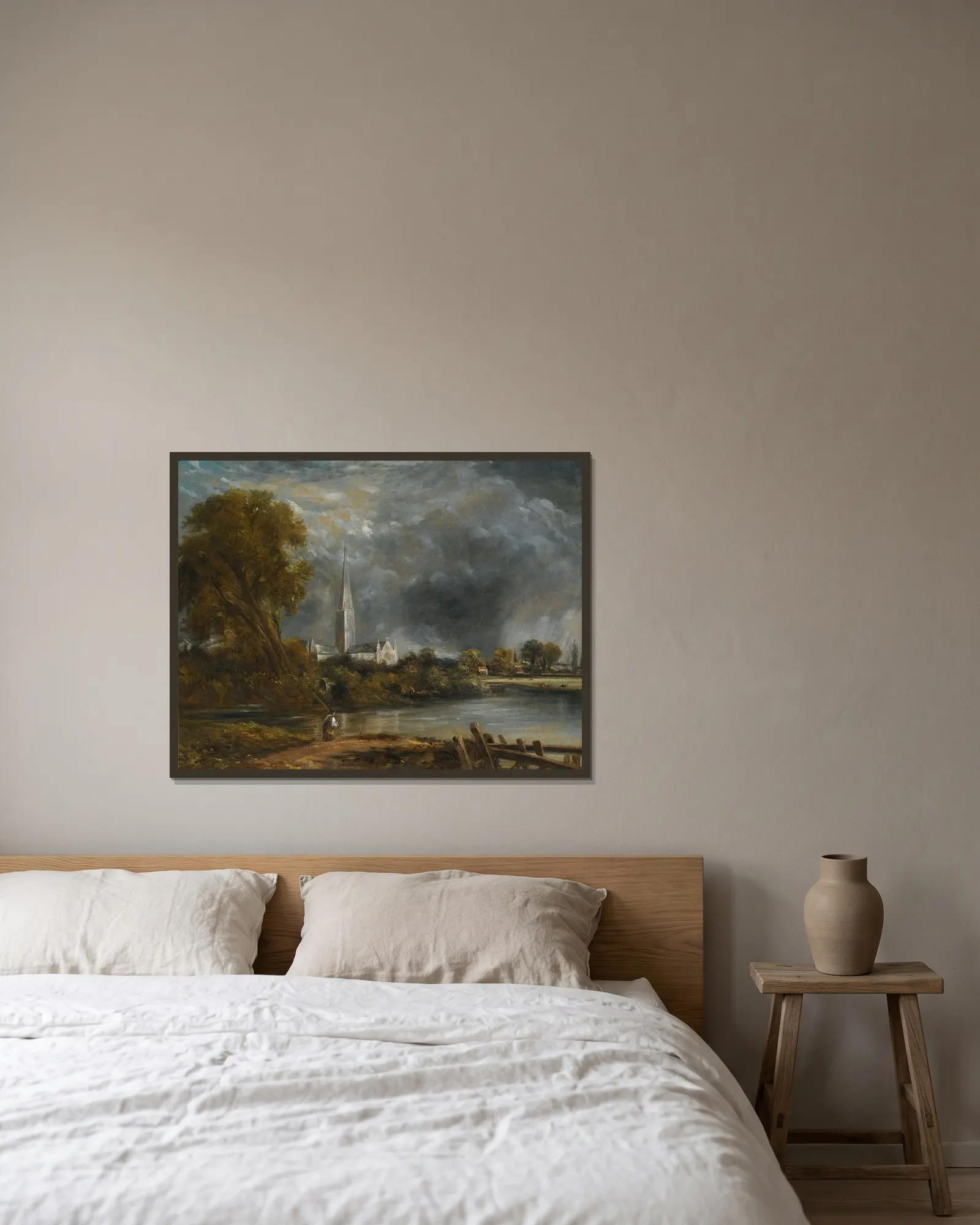 Salisbury Cathedral From The Meadows – nr 2 av John Constable inramad på en vägg