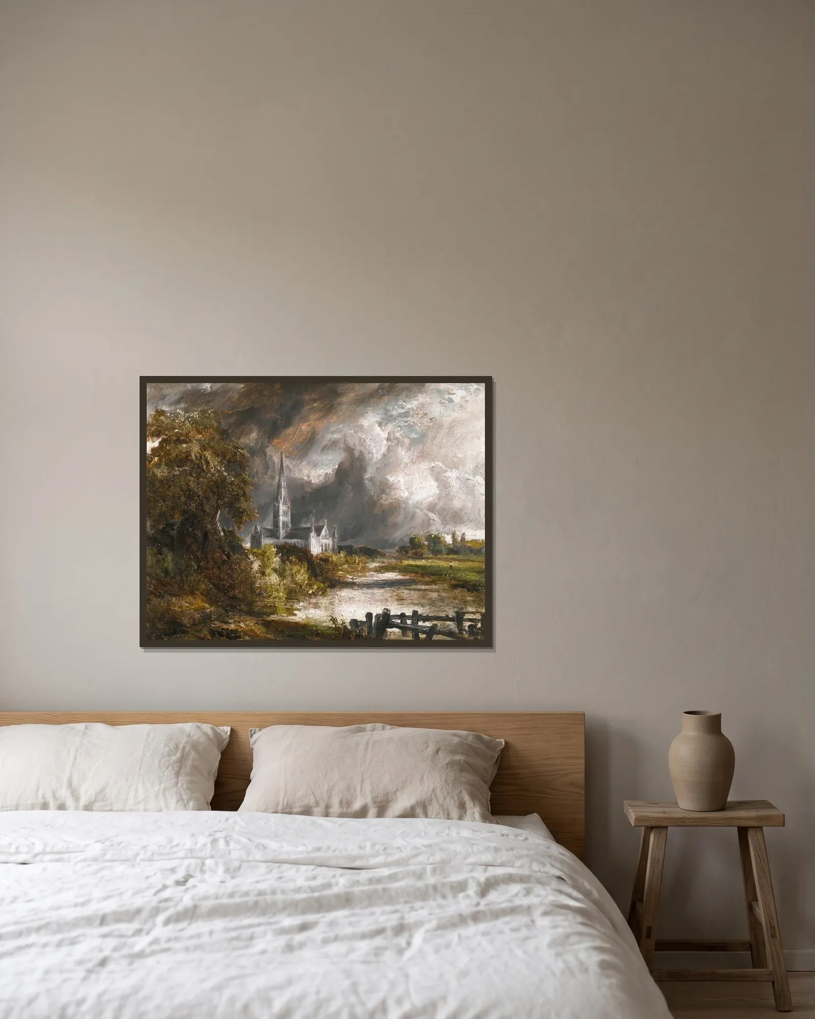 Salisbury Cathedral From The Meadows av John Constable inramad på en vägg