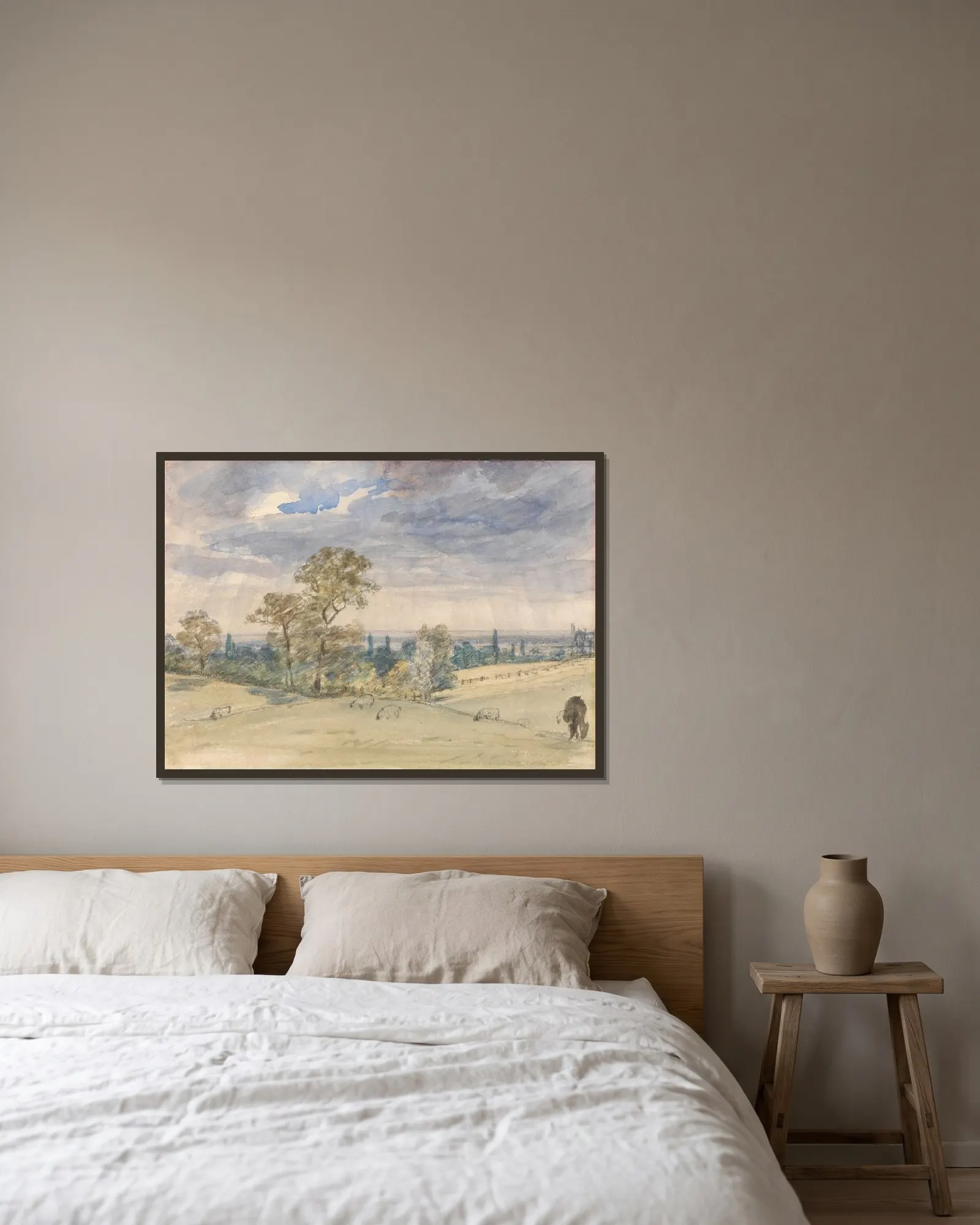 Suffolk Landscape av John Constable inramad på en vägg