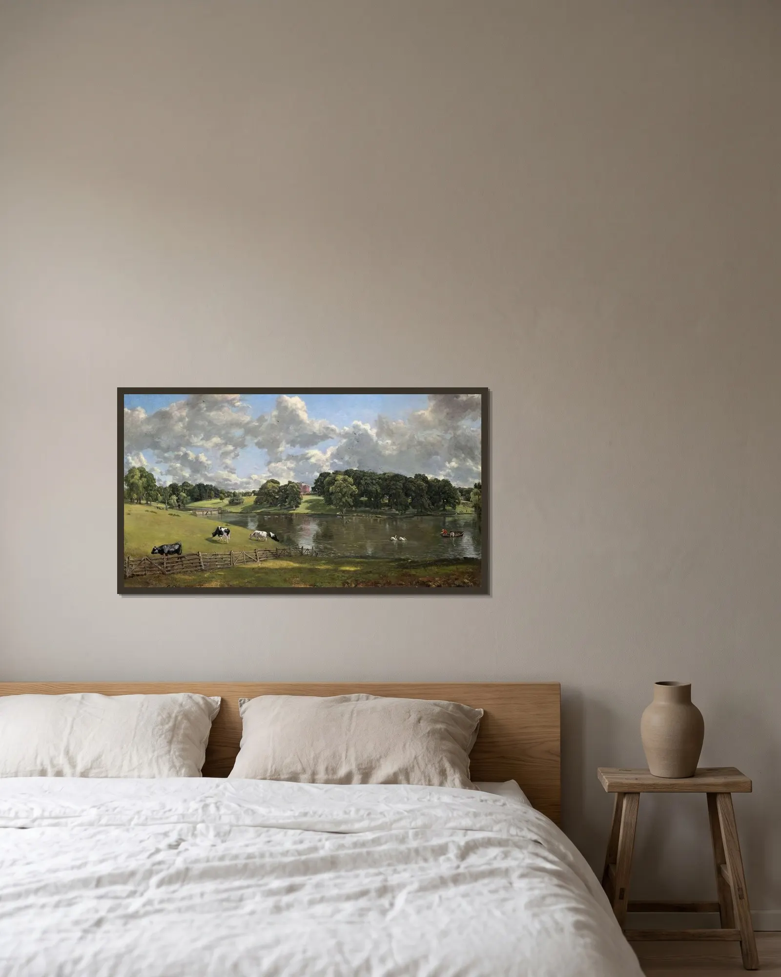 Wivenhoe Park,Essex av John Constable inramad på en vägg