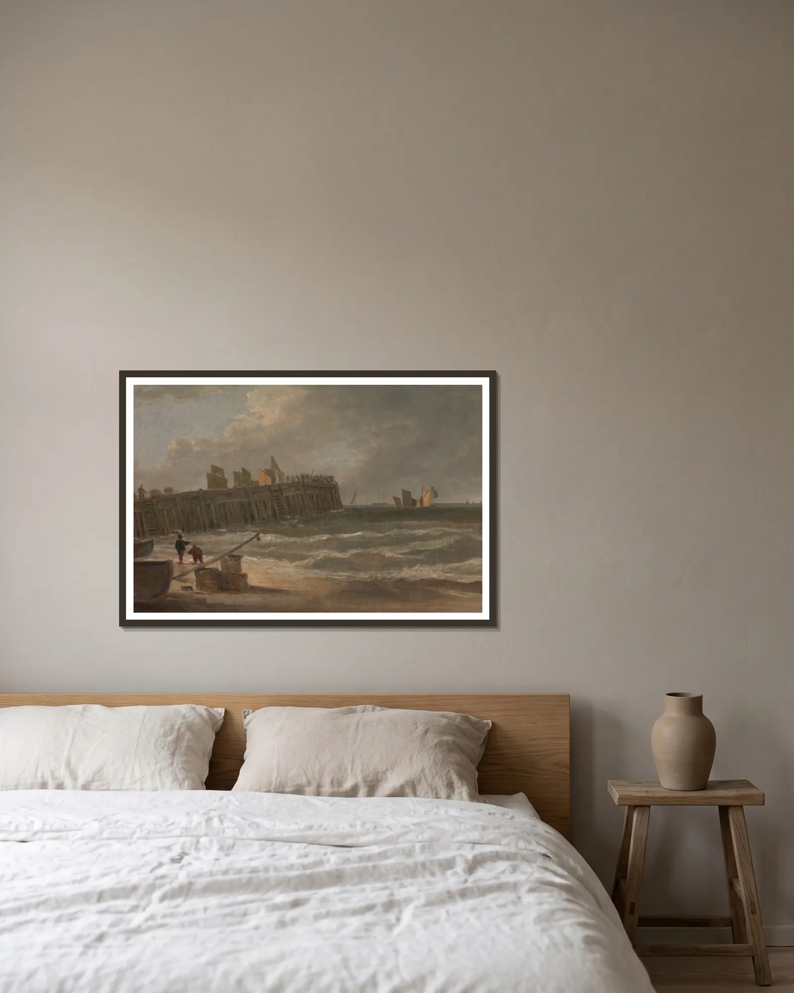 Yarmouth Pier av John Crome inramad på en vägg