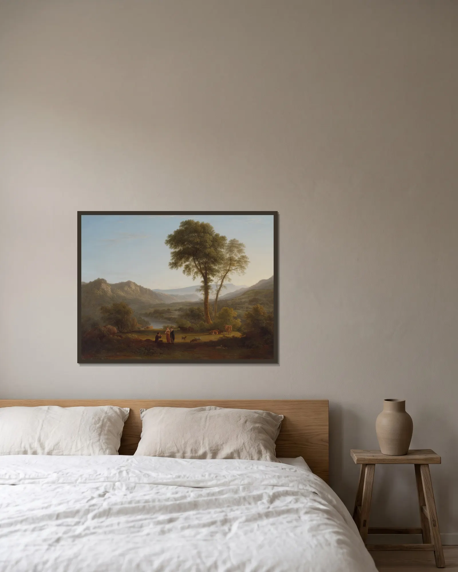 At Matlock, mist rising av John Glover inramad på en vägg