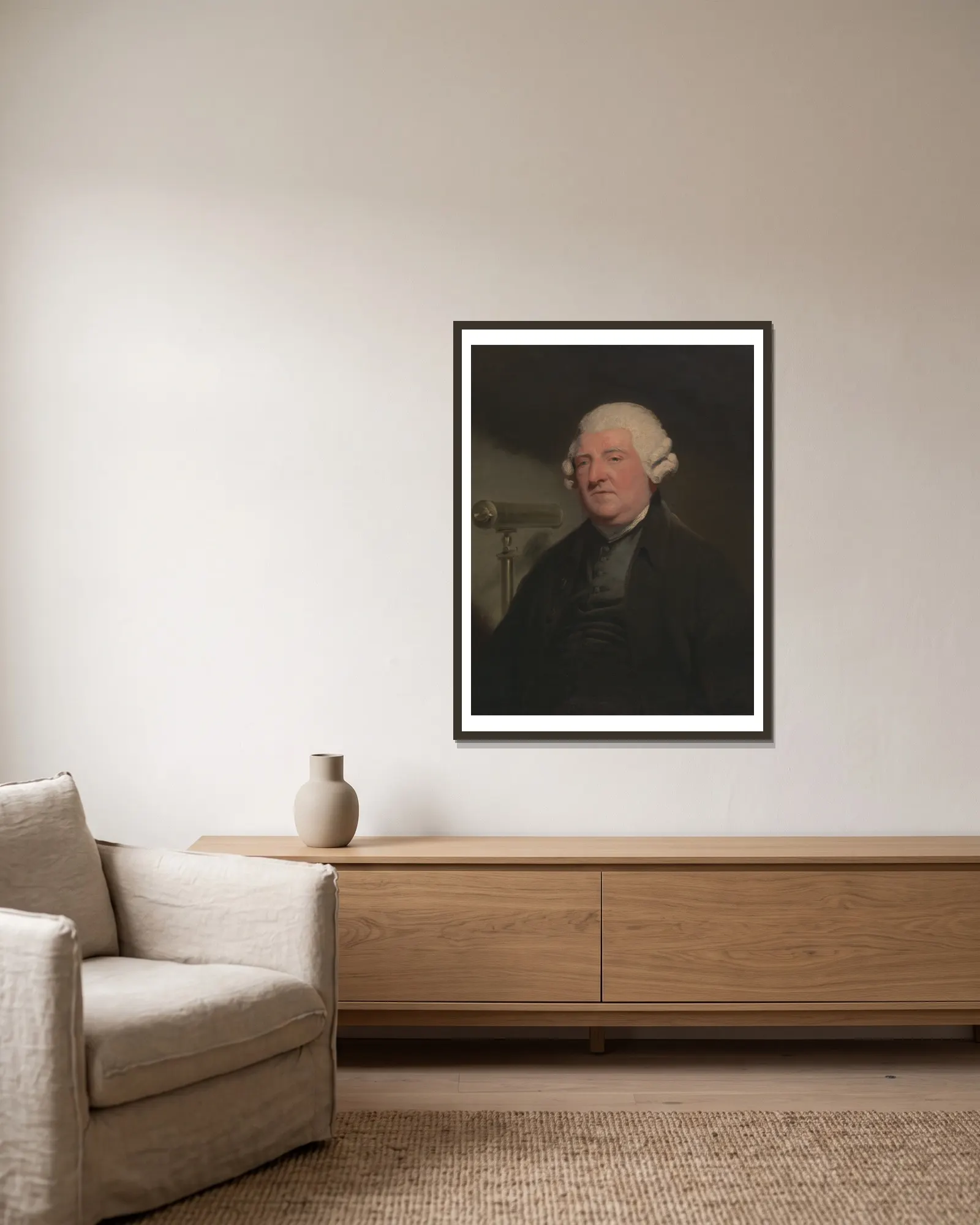 Peter Dolland av John Hoppner inramad på en vägg