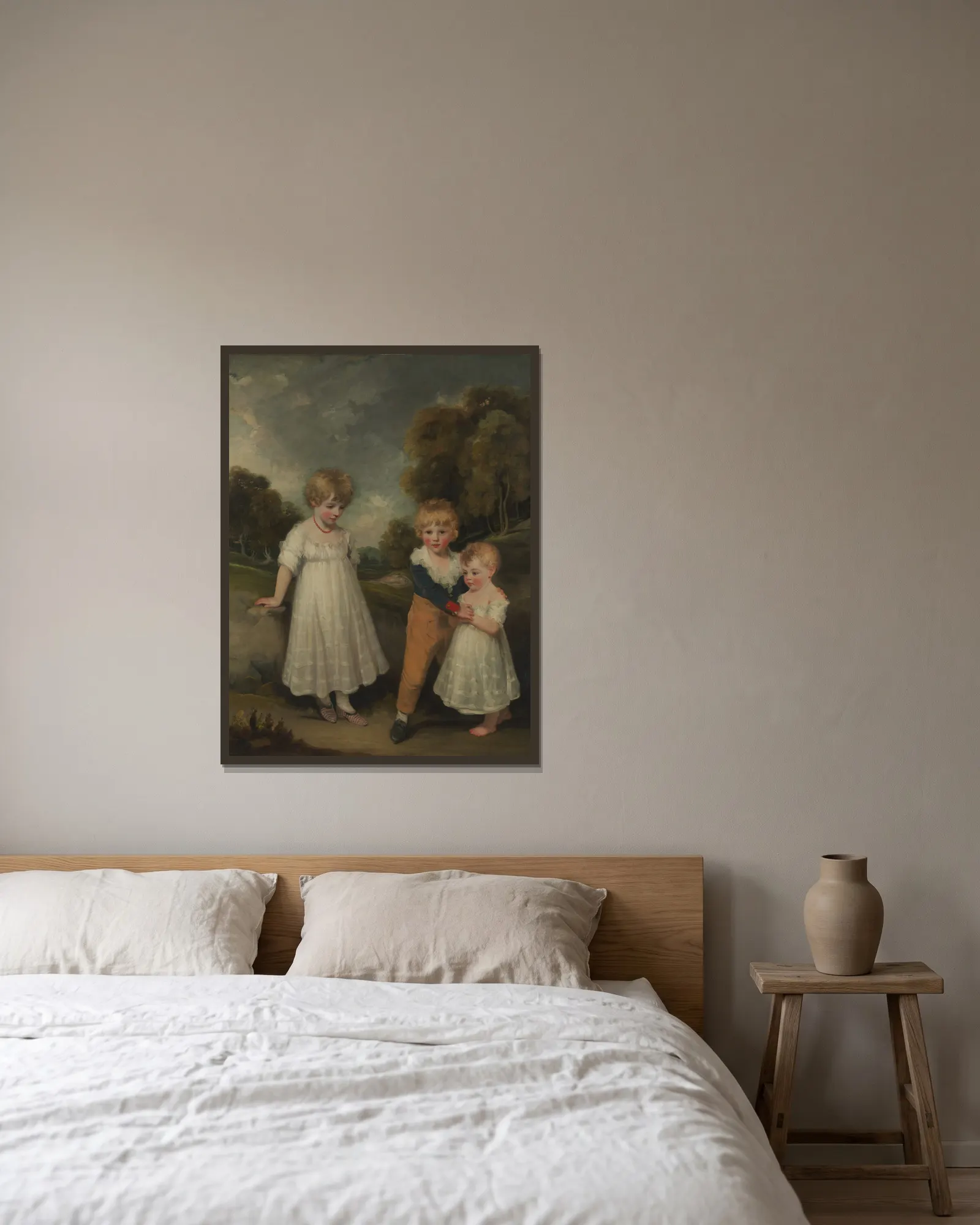 The Sackville Children av John Hoppner inramad på en vägg