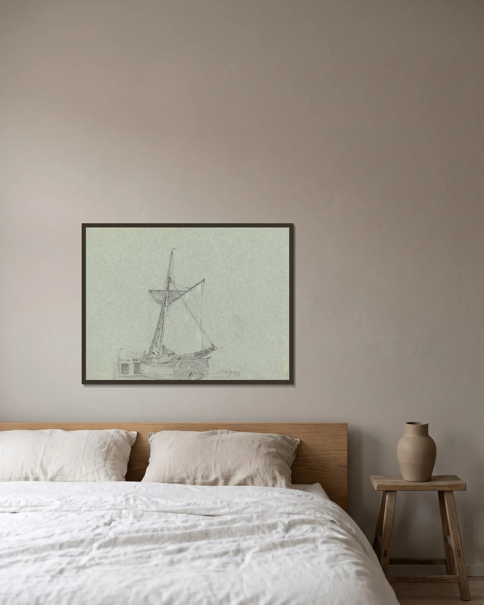A Barge av John Linnell inramad på en vägg