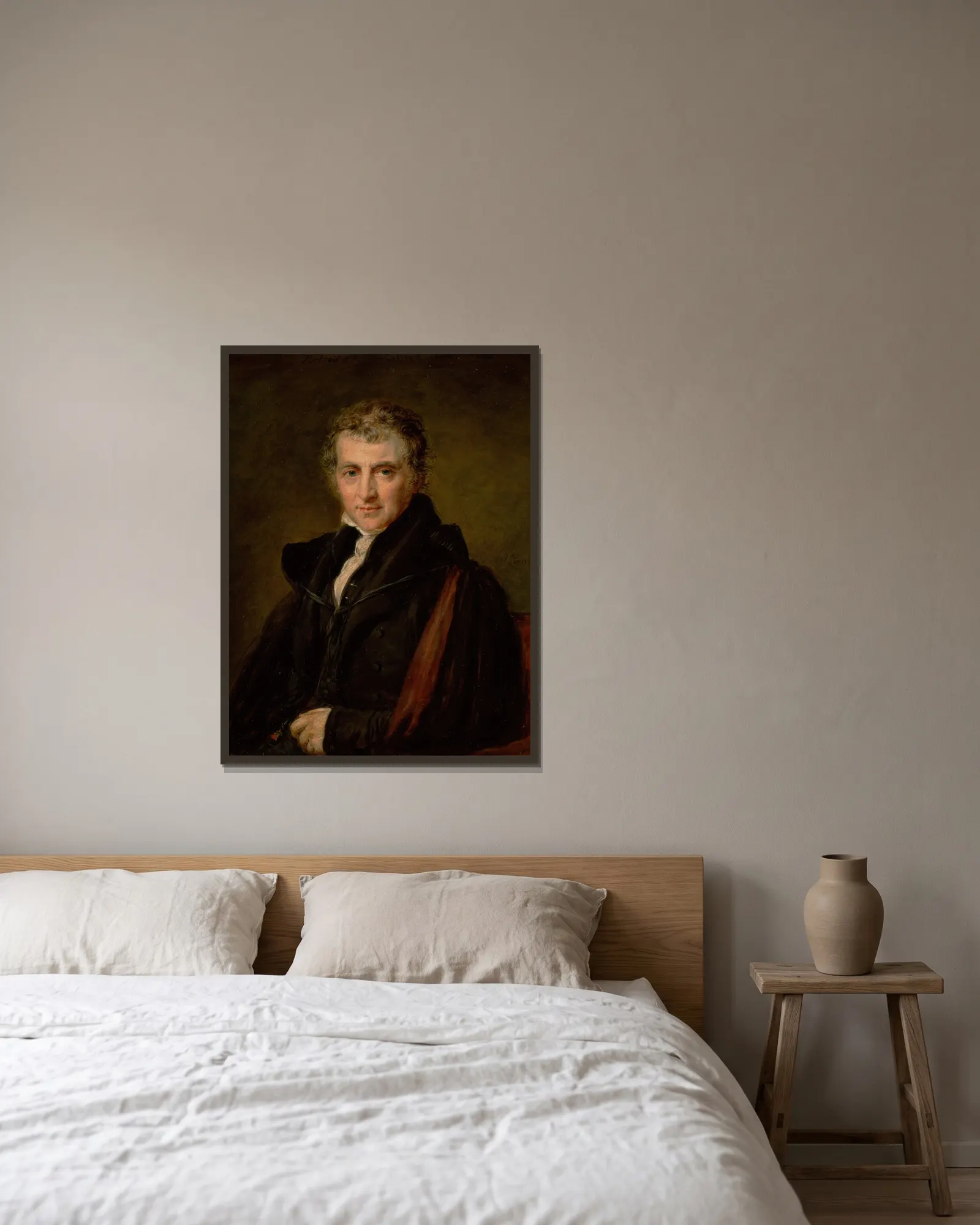 Augustus Wall Callcott, R.A. av John Linnell inramad på en vägg