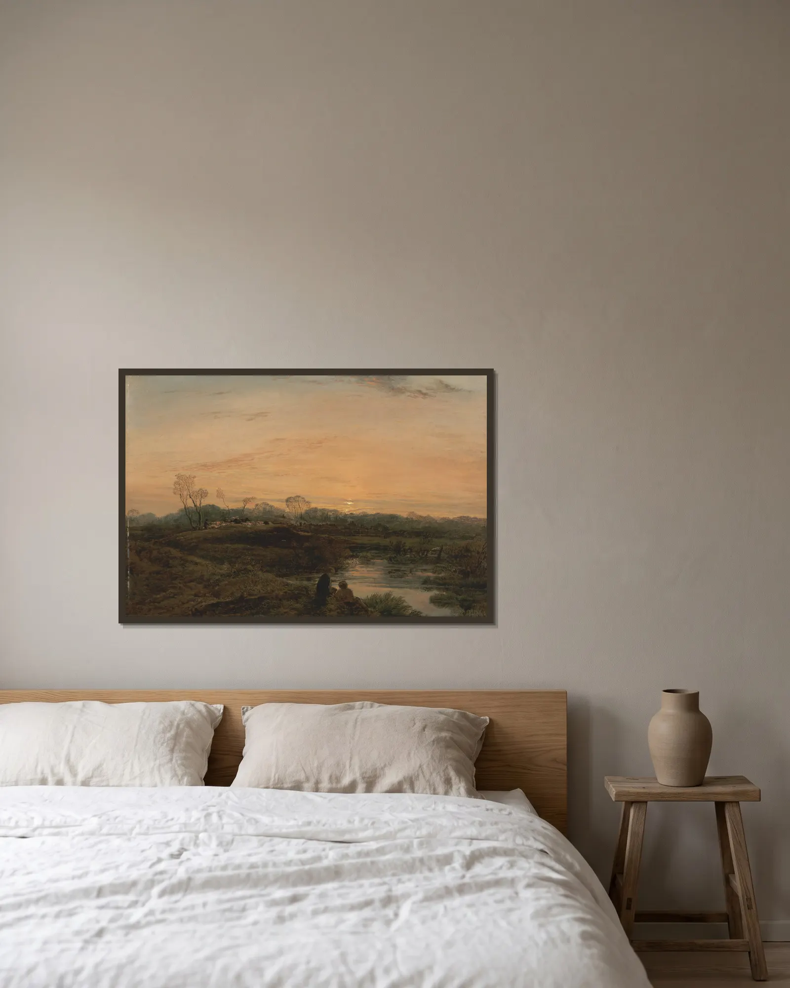 Evening, Bayswater av John Linnell inramad på en vägg