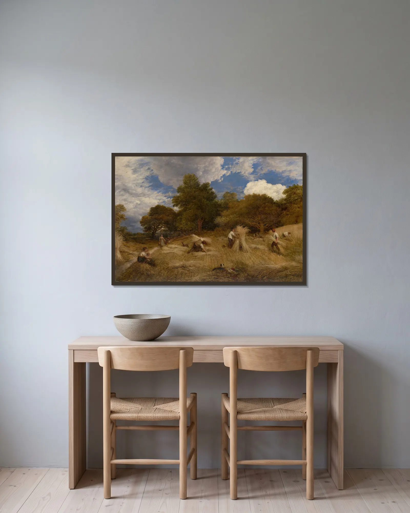 Wheat av John Linnell inramad på en vägg
