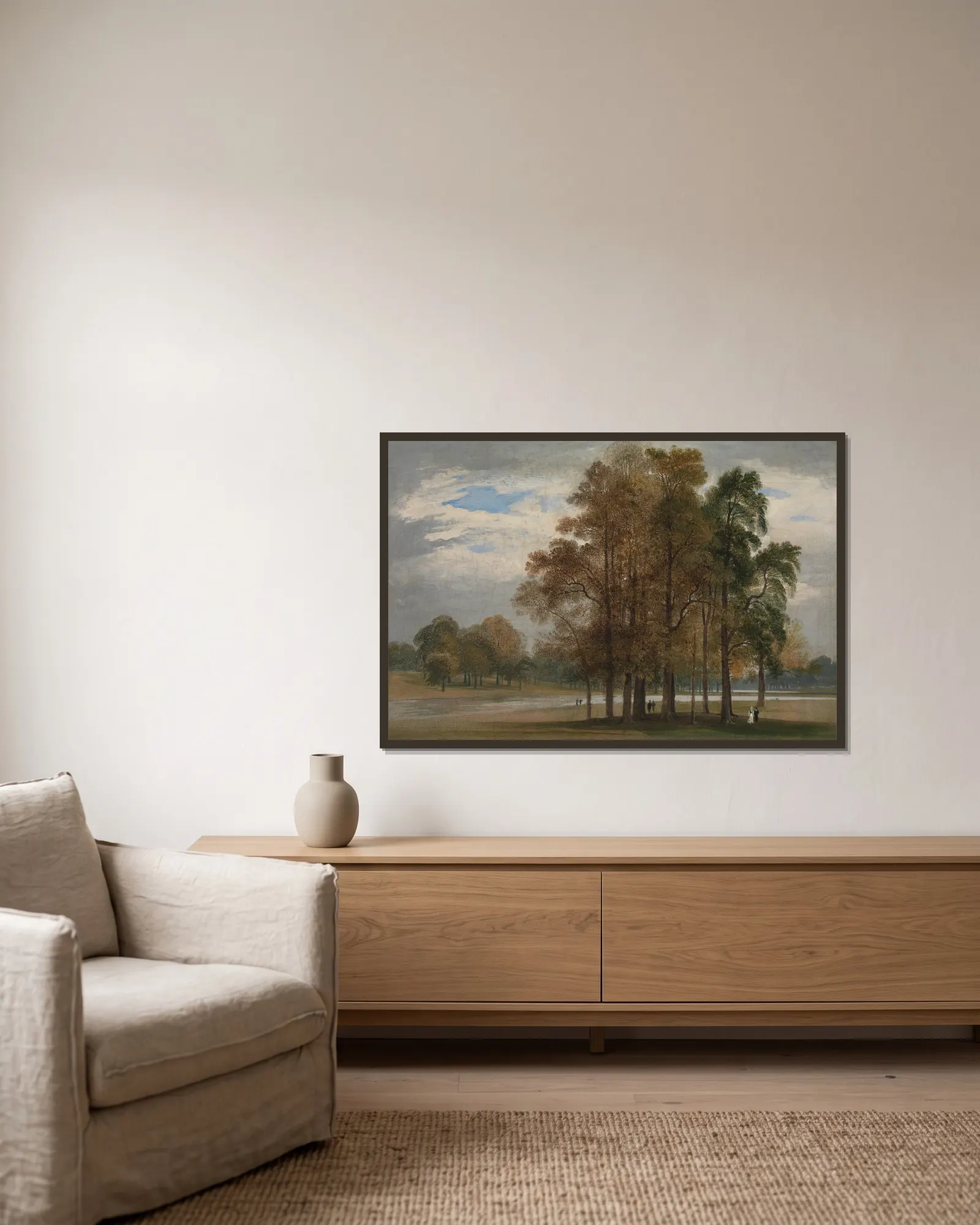 Hyde Park av John Martin inramad på en vägg