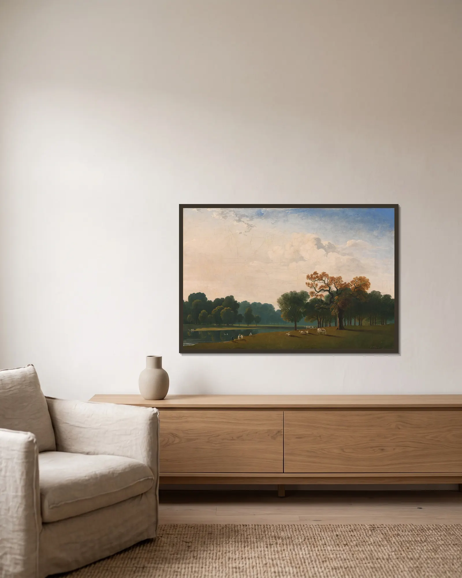 Kensington Gardens, 1815 – nr 1 av John Martin inramad på en vägg