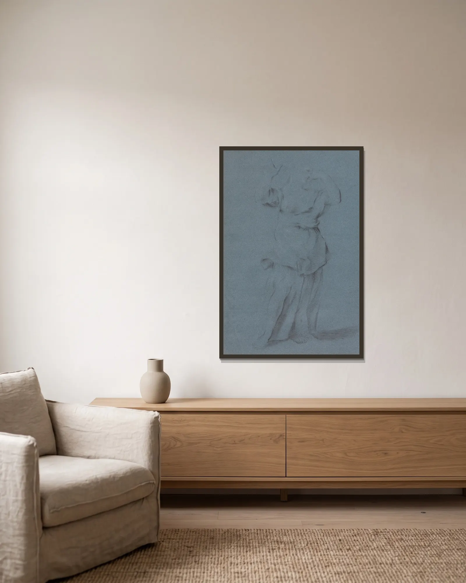 Study of a Draped Classical Torso av John Opie inramad på en vägg