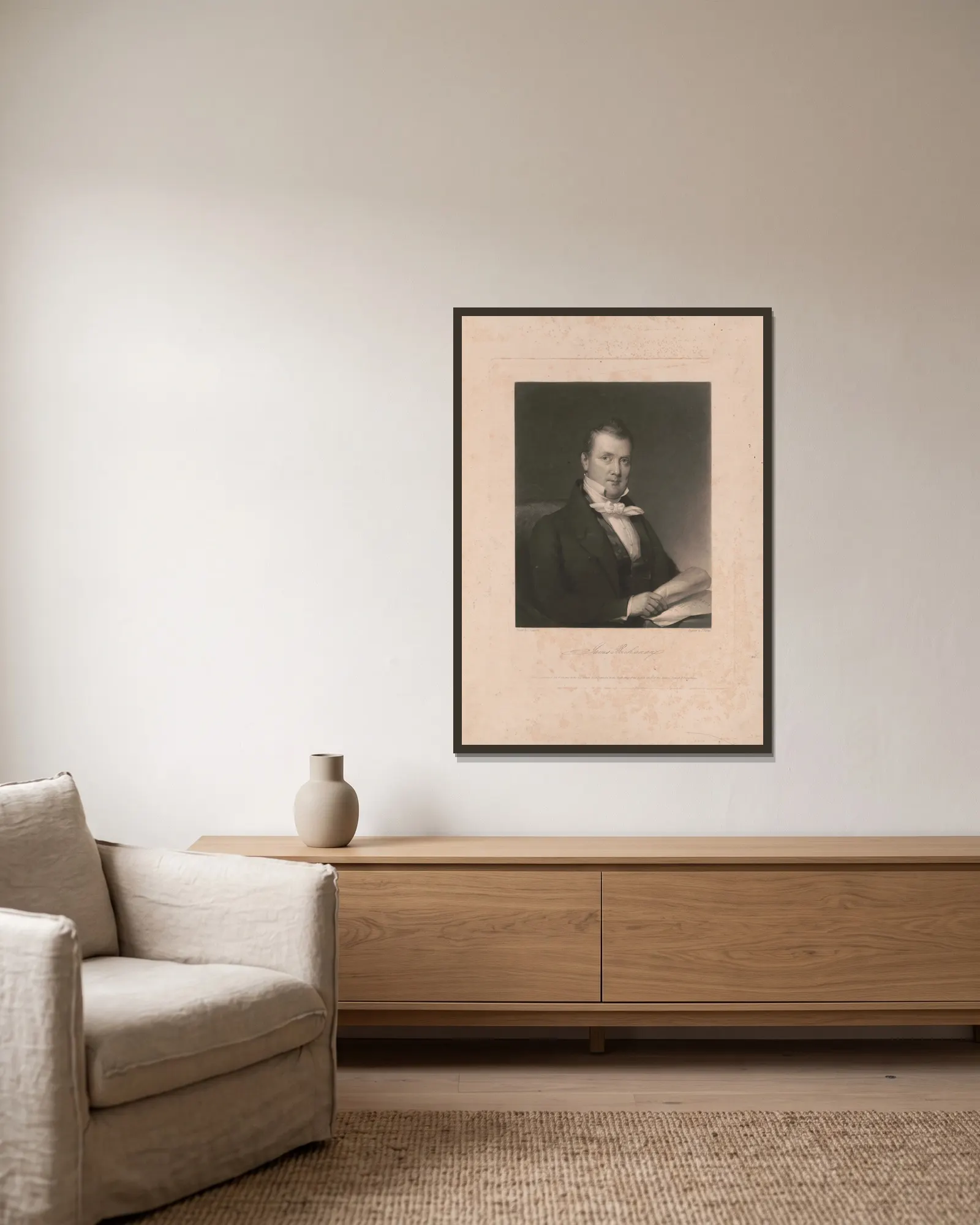 James Buchanan av John Sartain inramad på en vägg