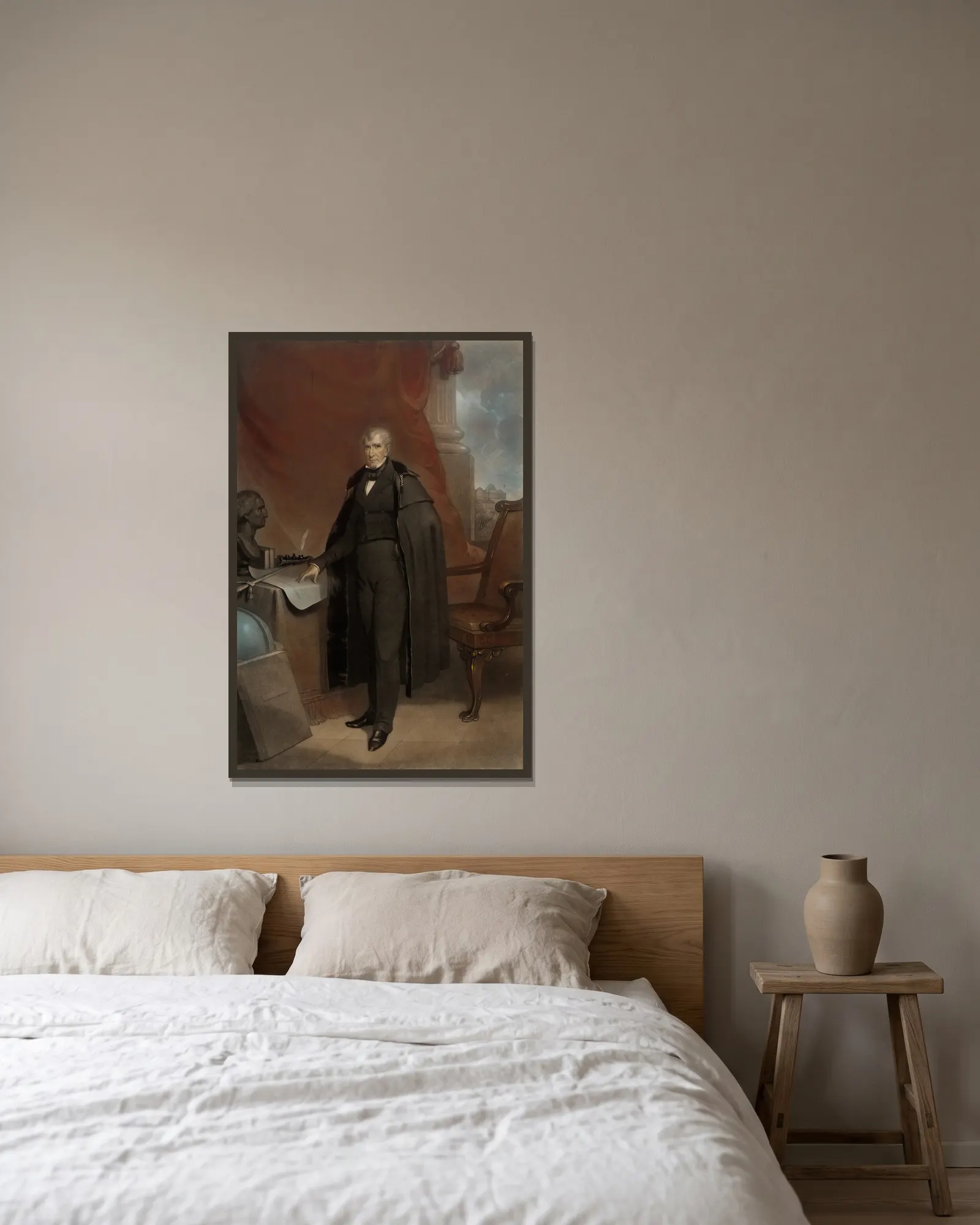 William Henry Harrison av John Sartain inramad på en vägg