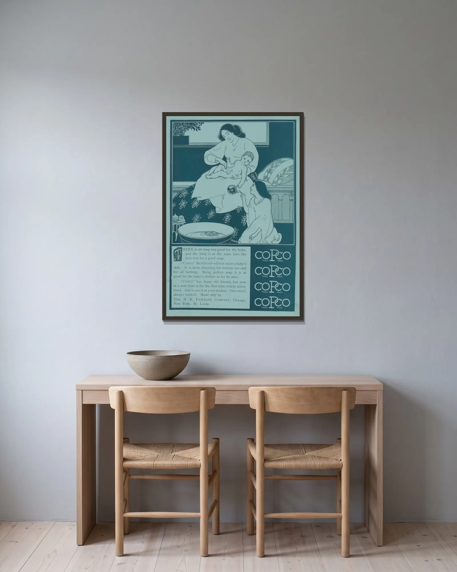 Copco bathsoap av John Sloan inramad på en vägg