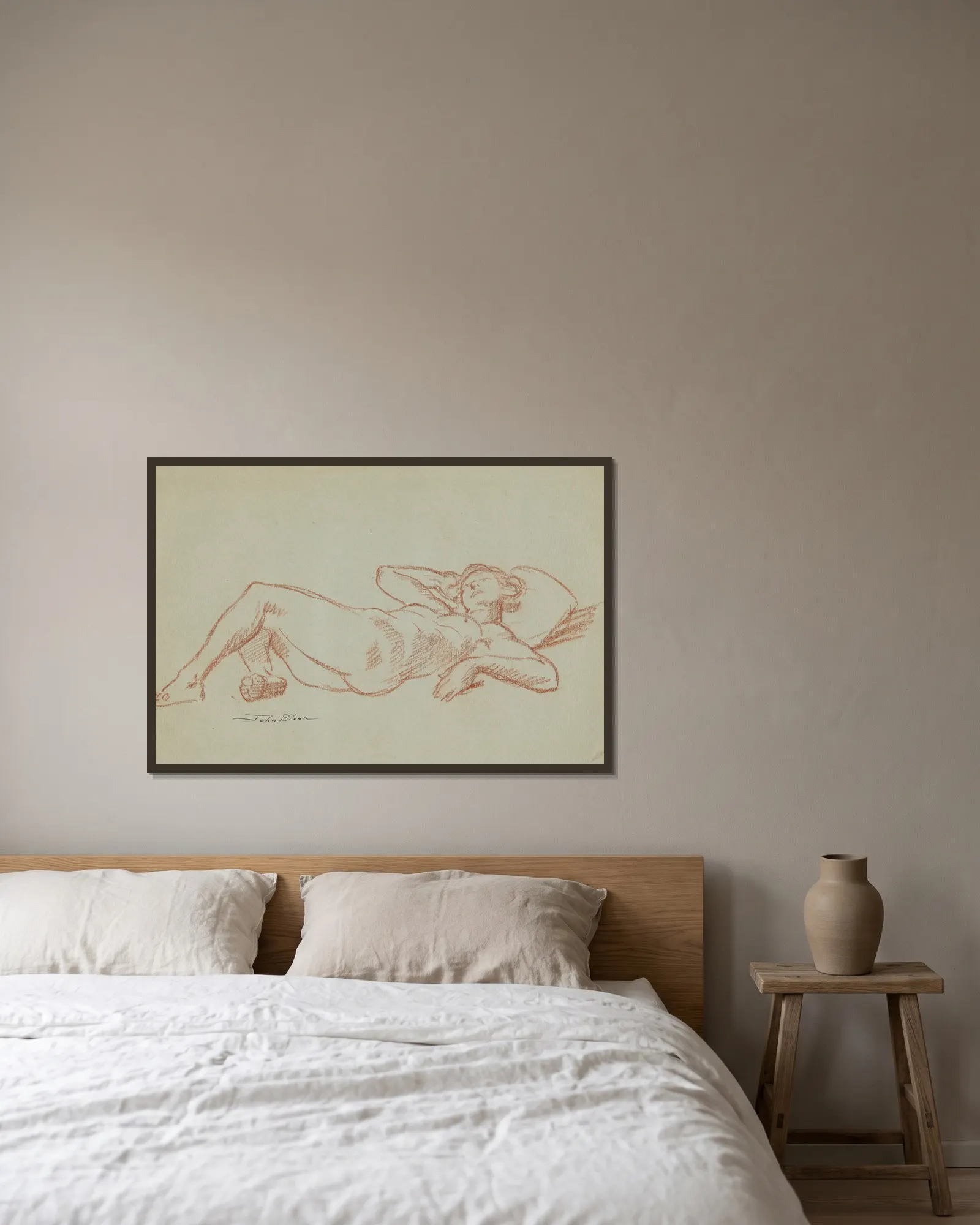 Model Resting av John Sloan inramad på en vägg