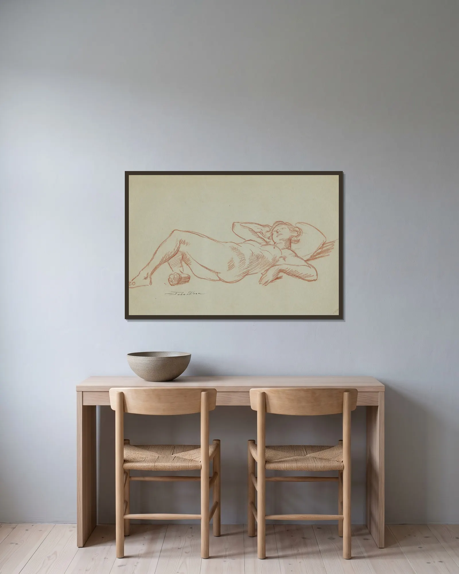 Model Resting av John Sloan inramad på en vägg