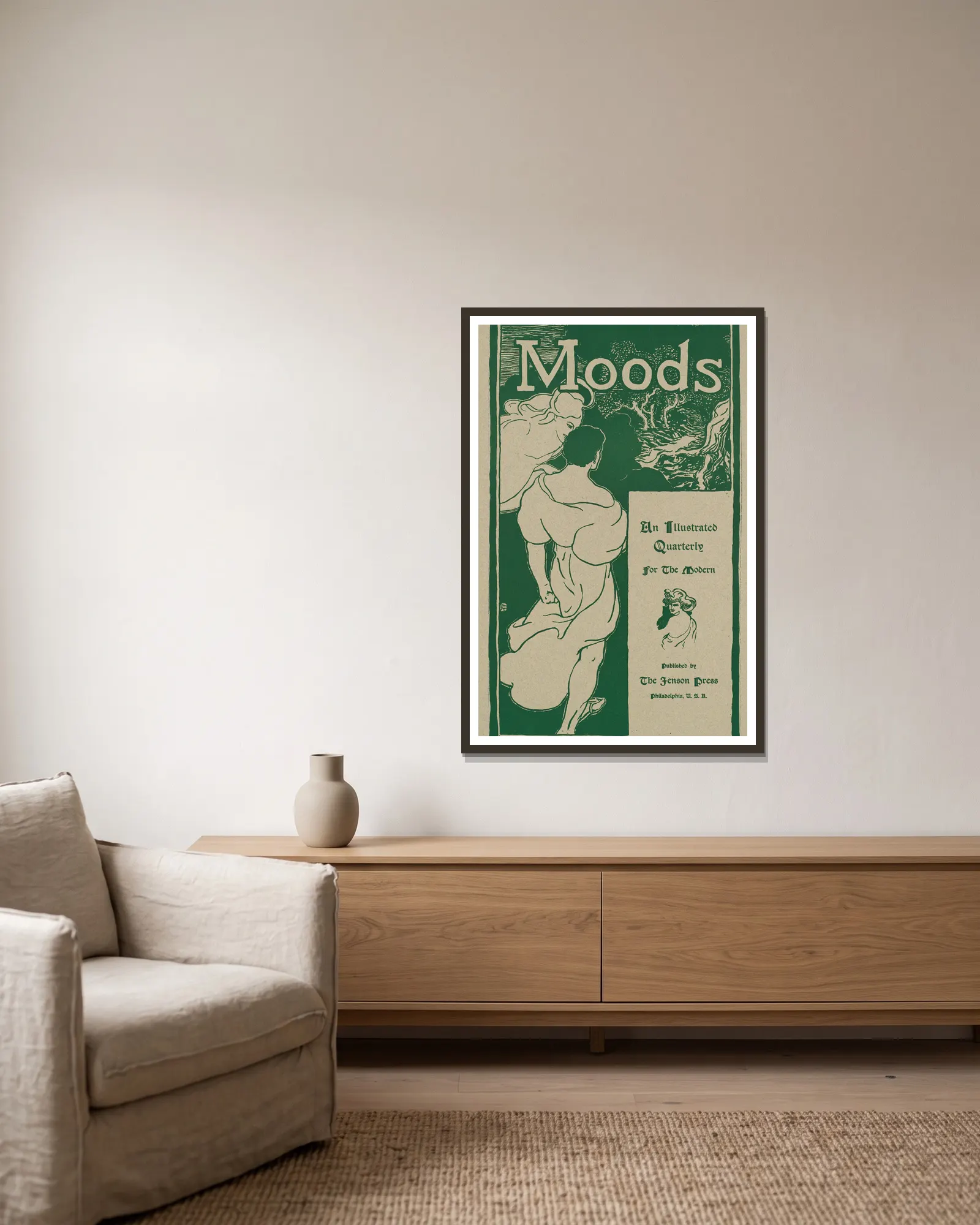 Moods av John Sloan inramad på en vägg