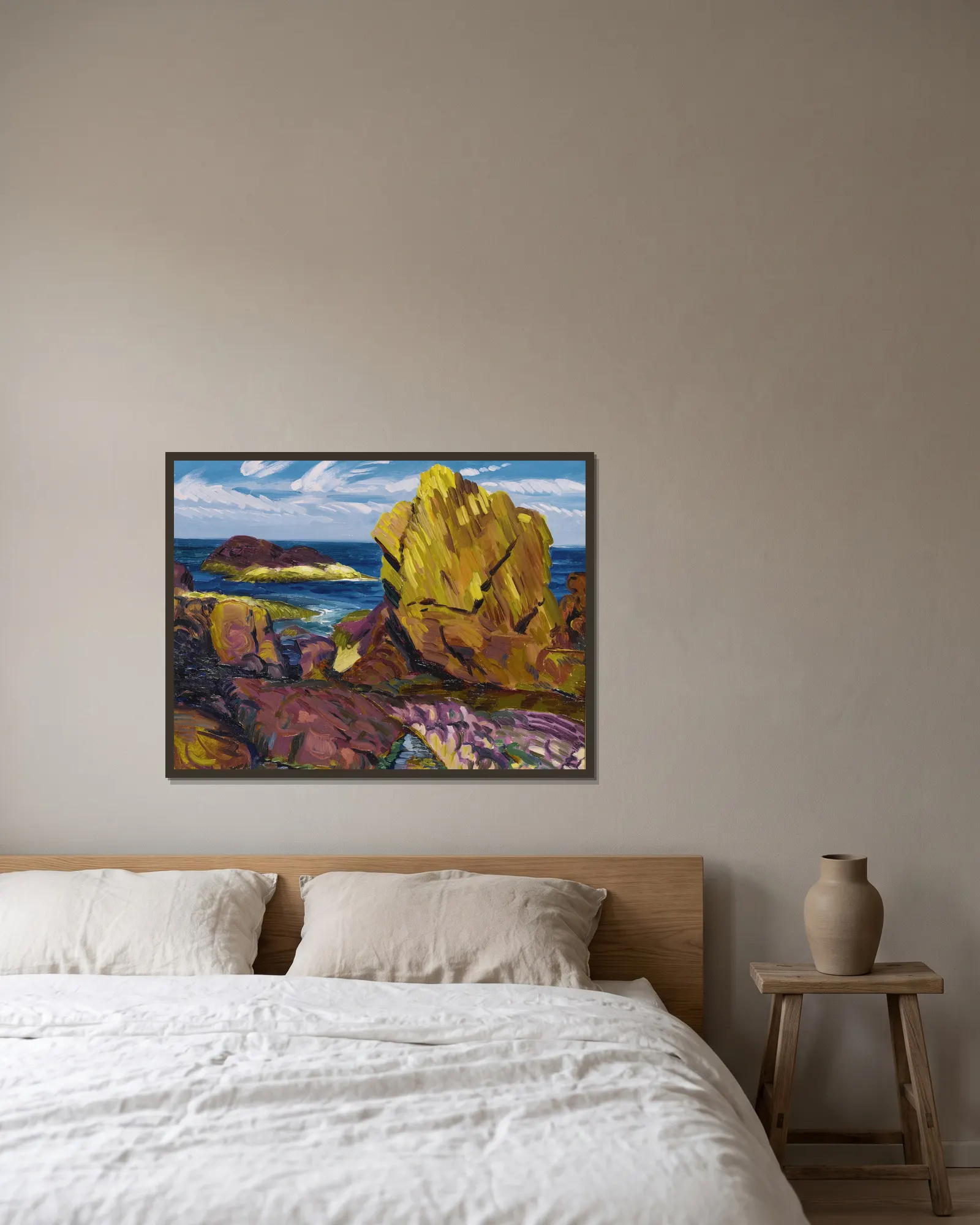 Yellow Rock, Gloucester av John Sloan inramad på en vägg