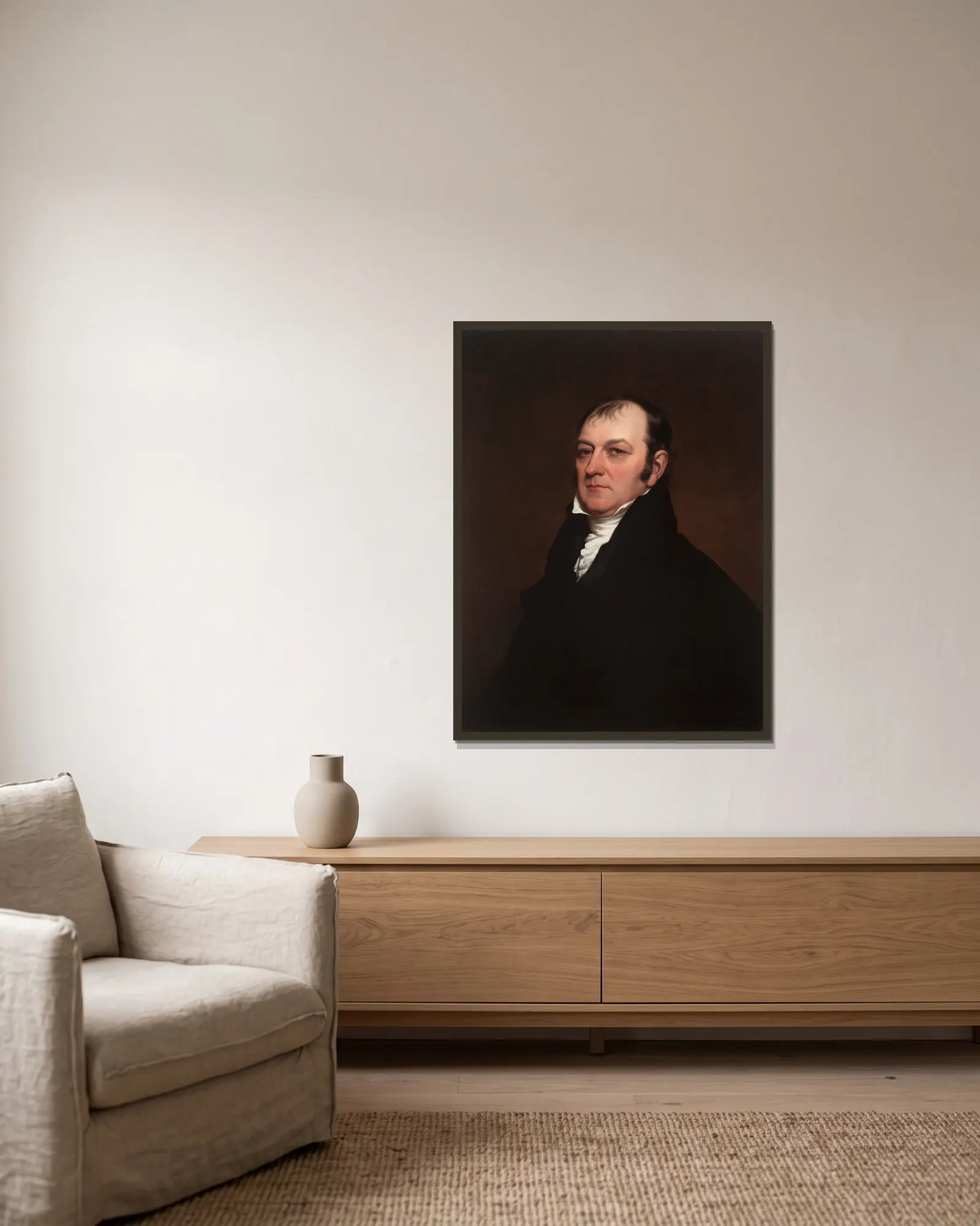 Bartholomew Schaets av John Trumbull inramad på en vägg