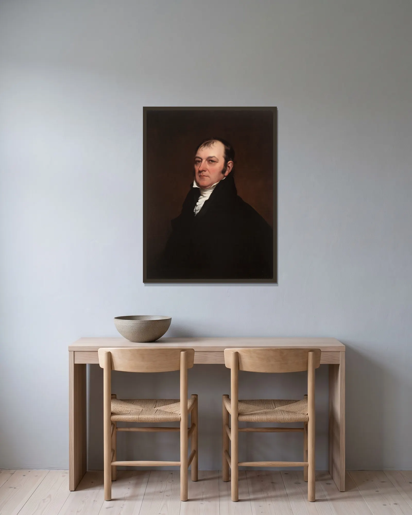 Bartholomew Schaets av John Trumbull inramad på en vägg