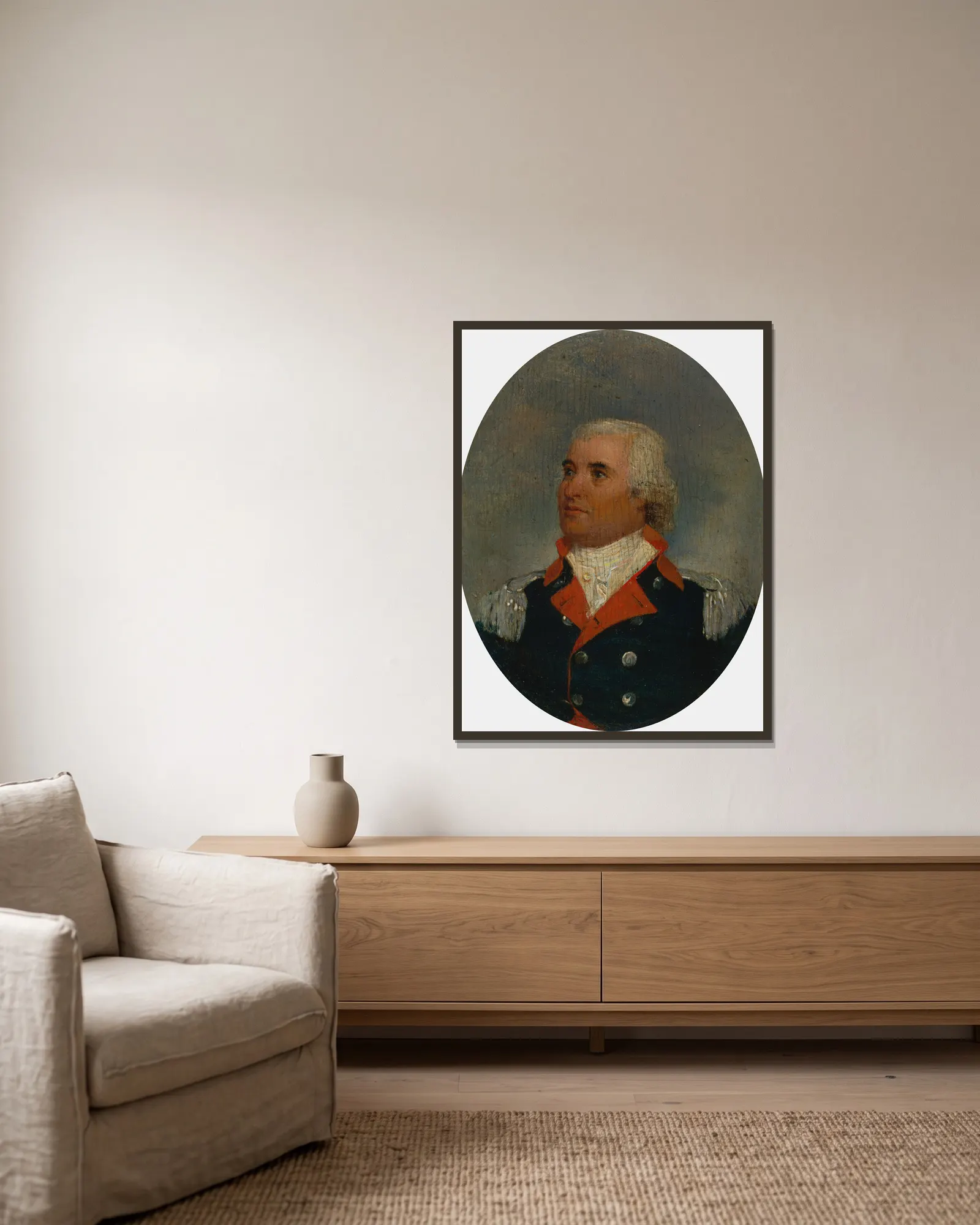 Charles Cotesworth Pinckney av John Trumbull inramad på en vägg