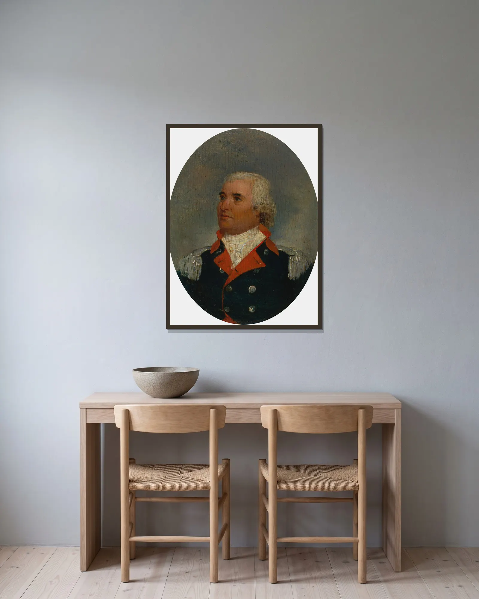 Charles Cotesworth Pinckney av John Trumbull inramad på en vägg
