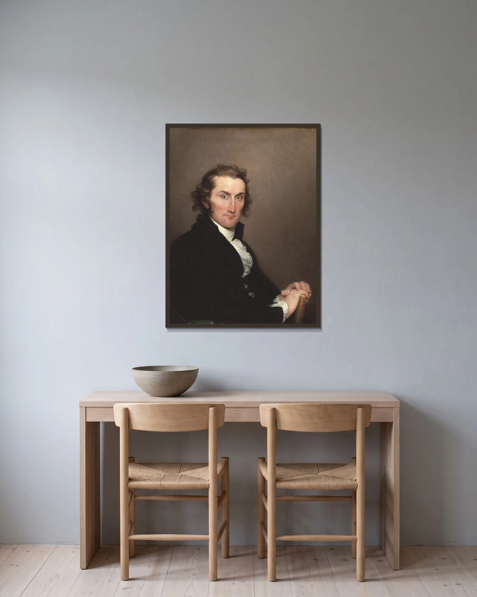 Dr. Lemuel Hopkins av John Trumbull inramad på en vägg