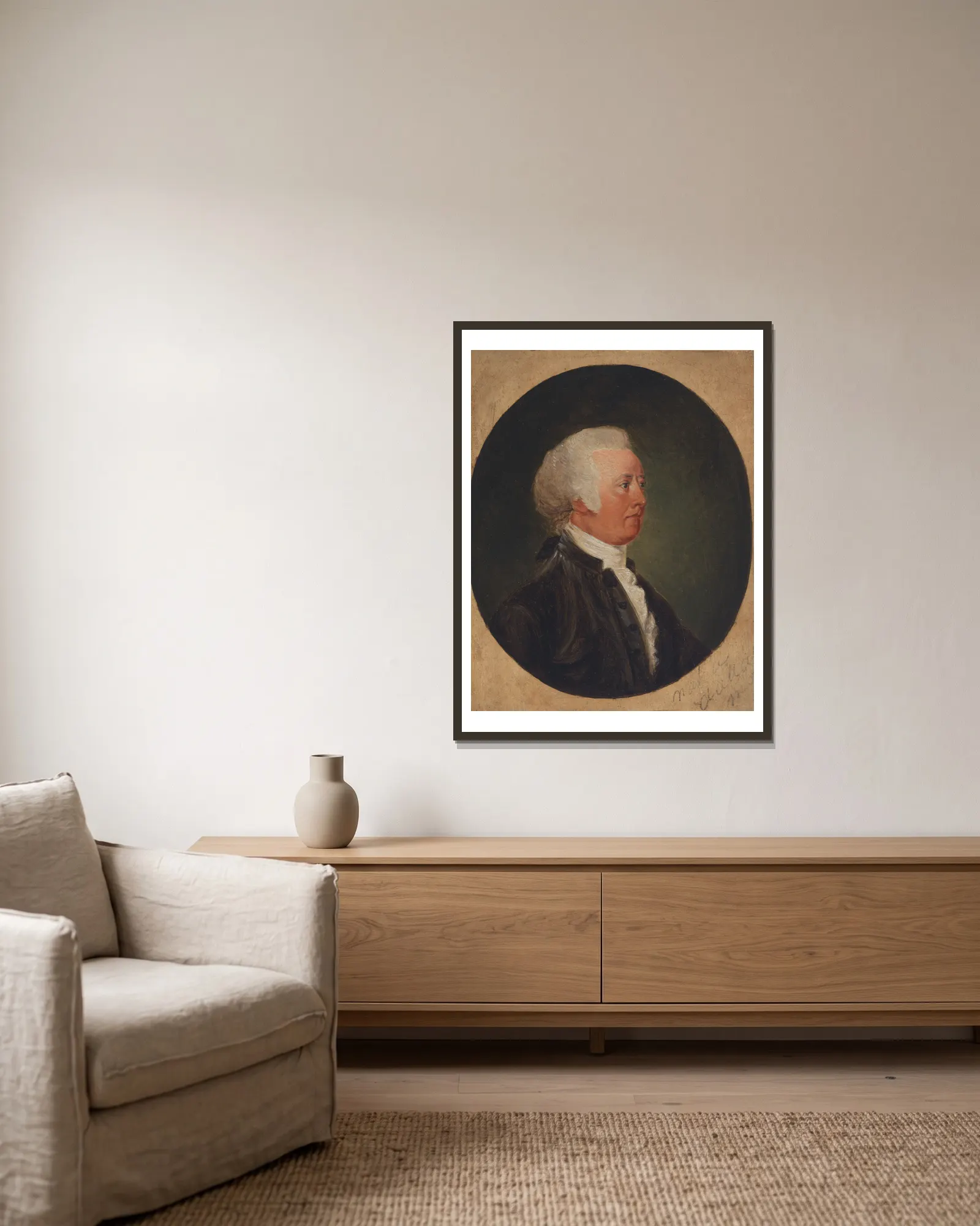 John Rutledge av John Trumbull inramad på en vägg