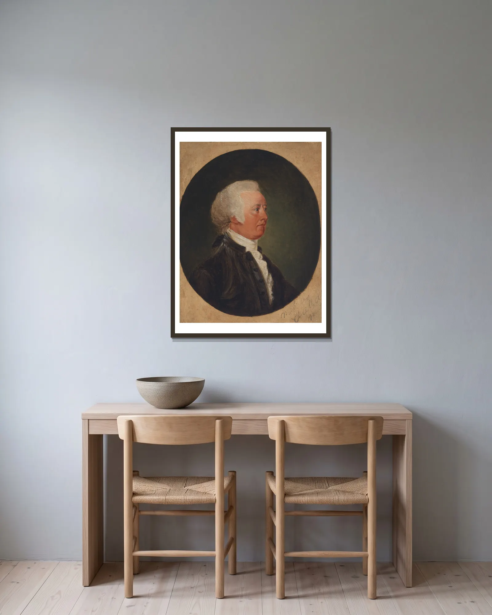 John Rutledge av John Trumbull inramad på en vägg