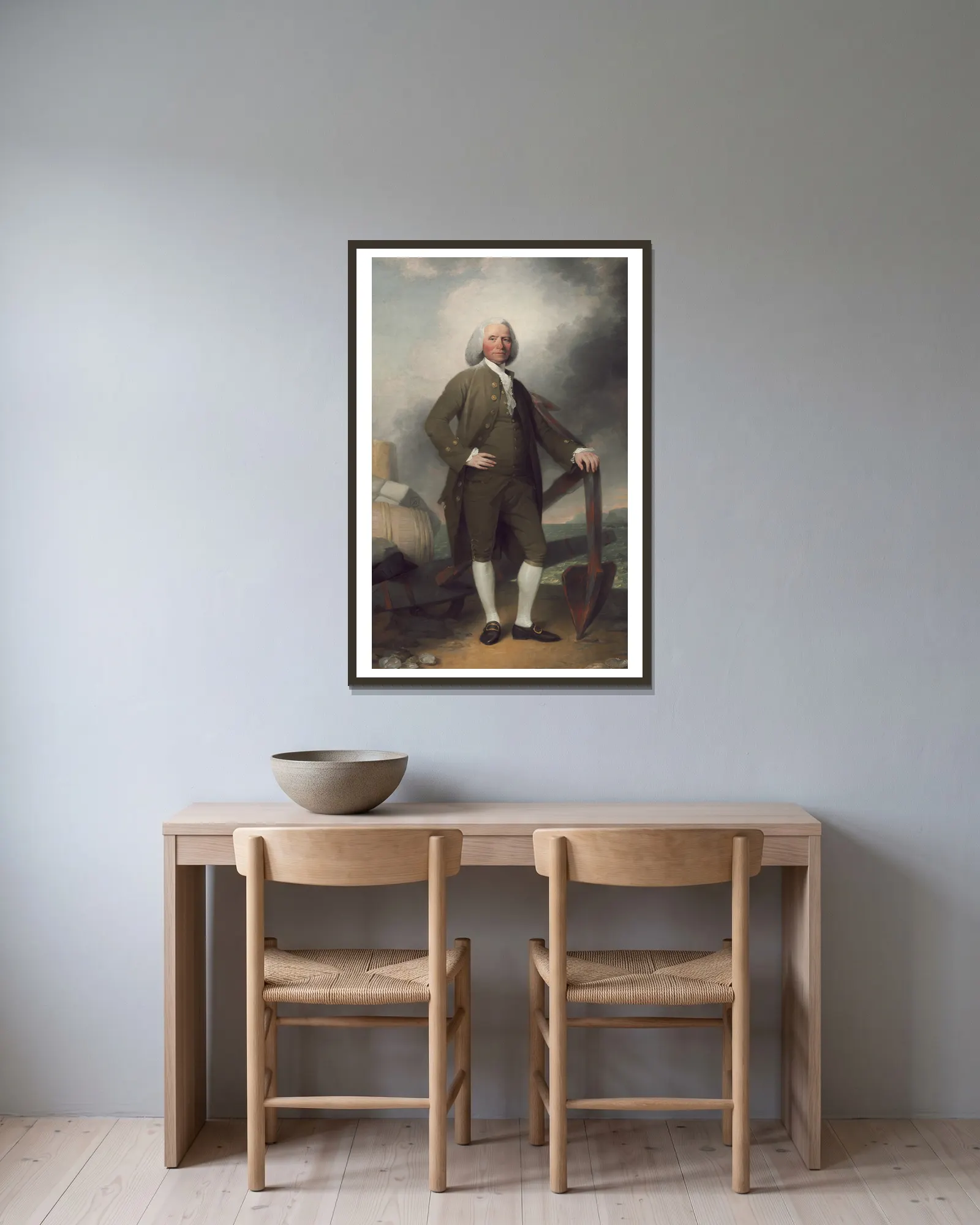 Patrick Tracy av John Trumbull inramad på en vägg