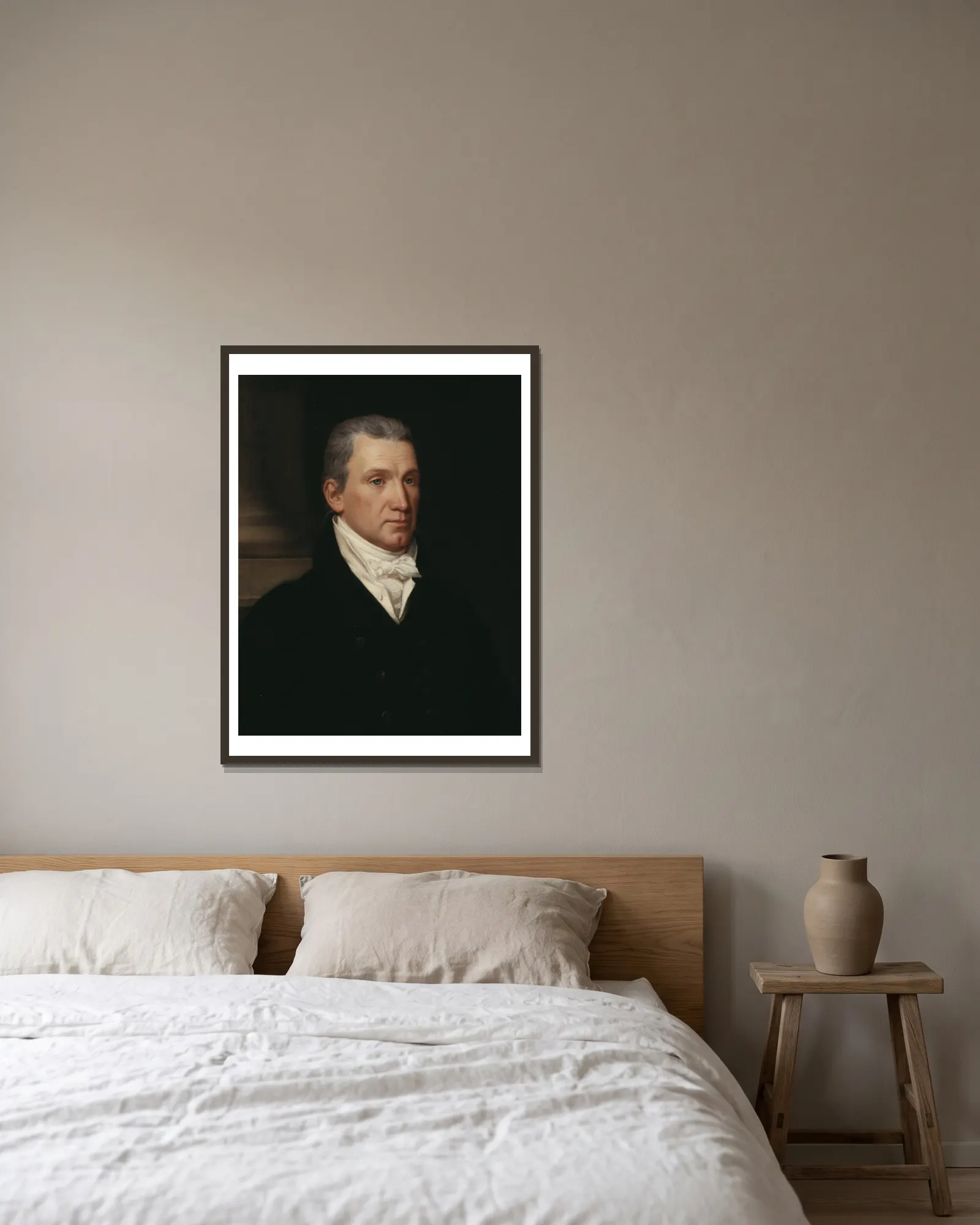 James Monroe av John Vanderlyn inramad på en vägg