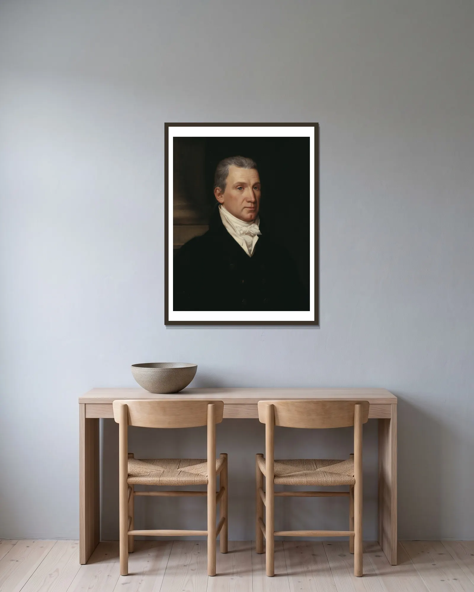 James Monroe av John Vanderlyn inramad på en vägg